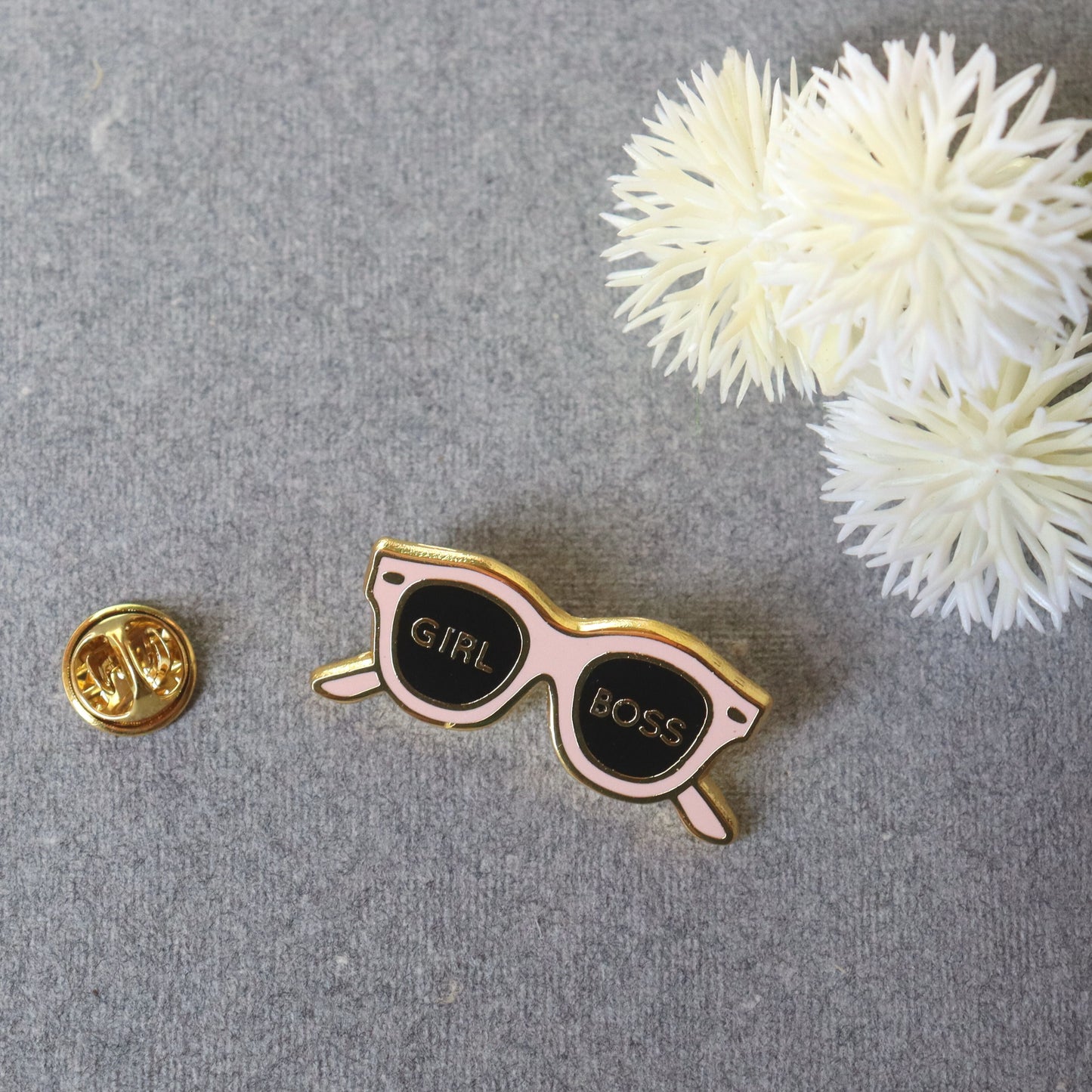 Pink Girl Boss Brooch - Enamel Jewelry, Lapel, Pin, Badge, Charm, Uplifting, Empowering gift - Aksa Home Decor
