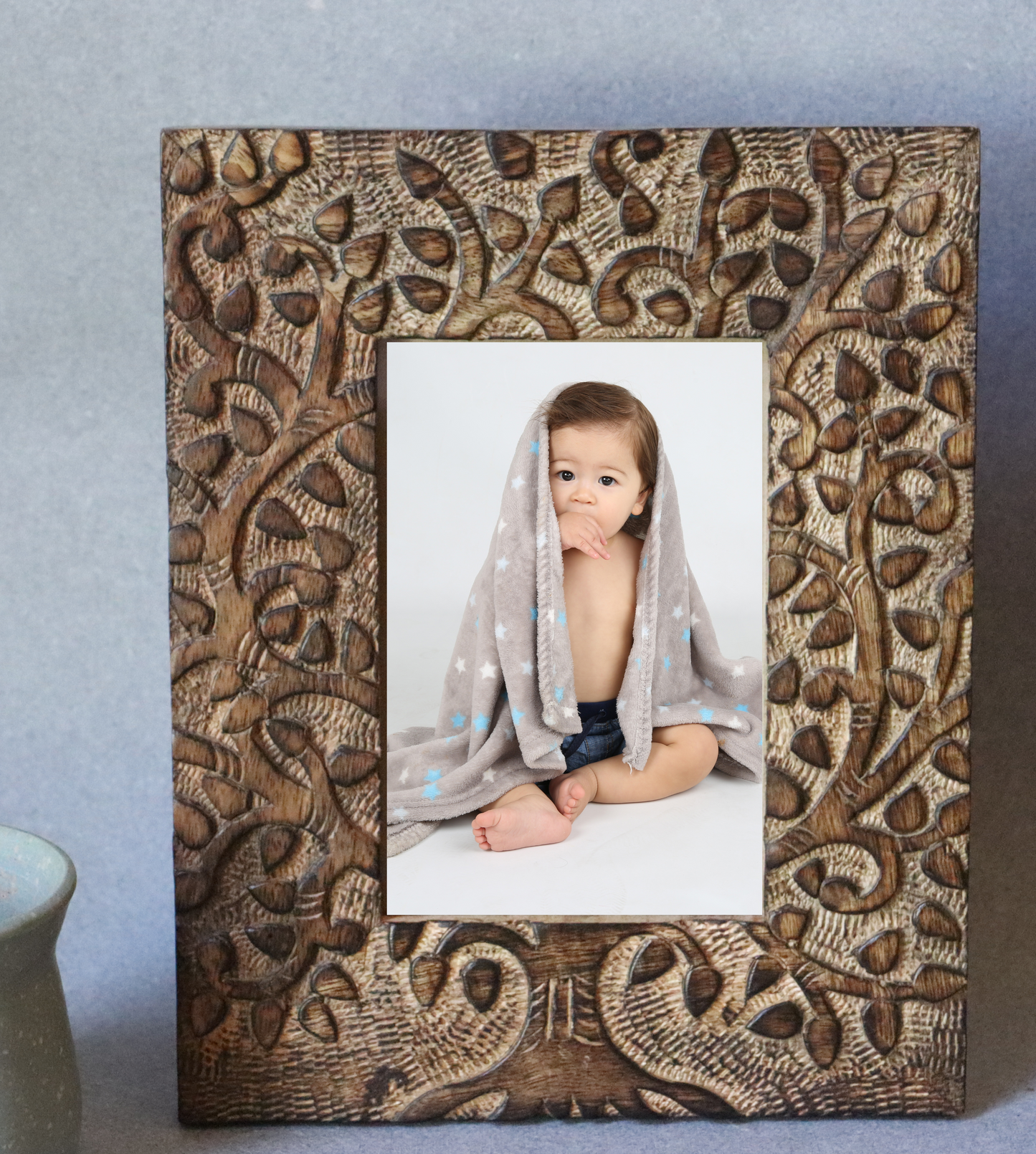 Tree of Life Wood Photo Frame - 6" x 4" Picture, Portrait, Desk Display, Bohemian - Aksa Home Decor