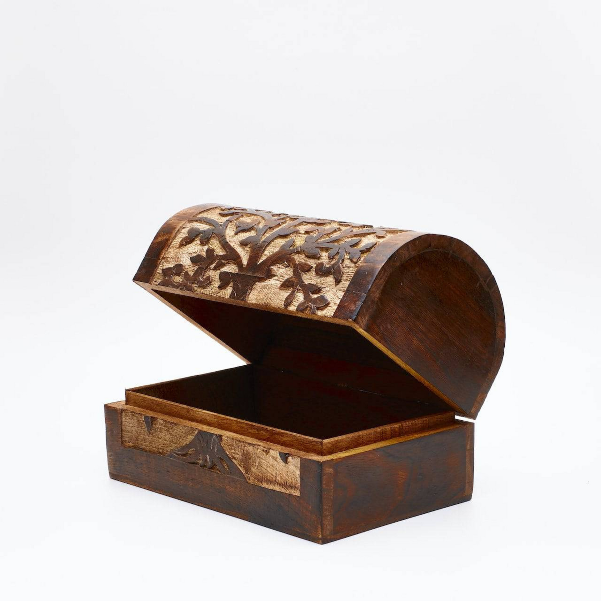 Tree of Life Wood Treasure Chest - Vintage, Keepsake, Jewellery Storage, Holder - Aksa Home Decor