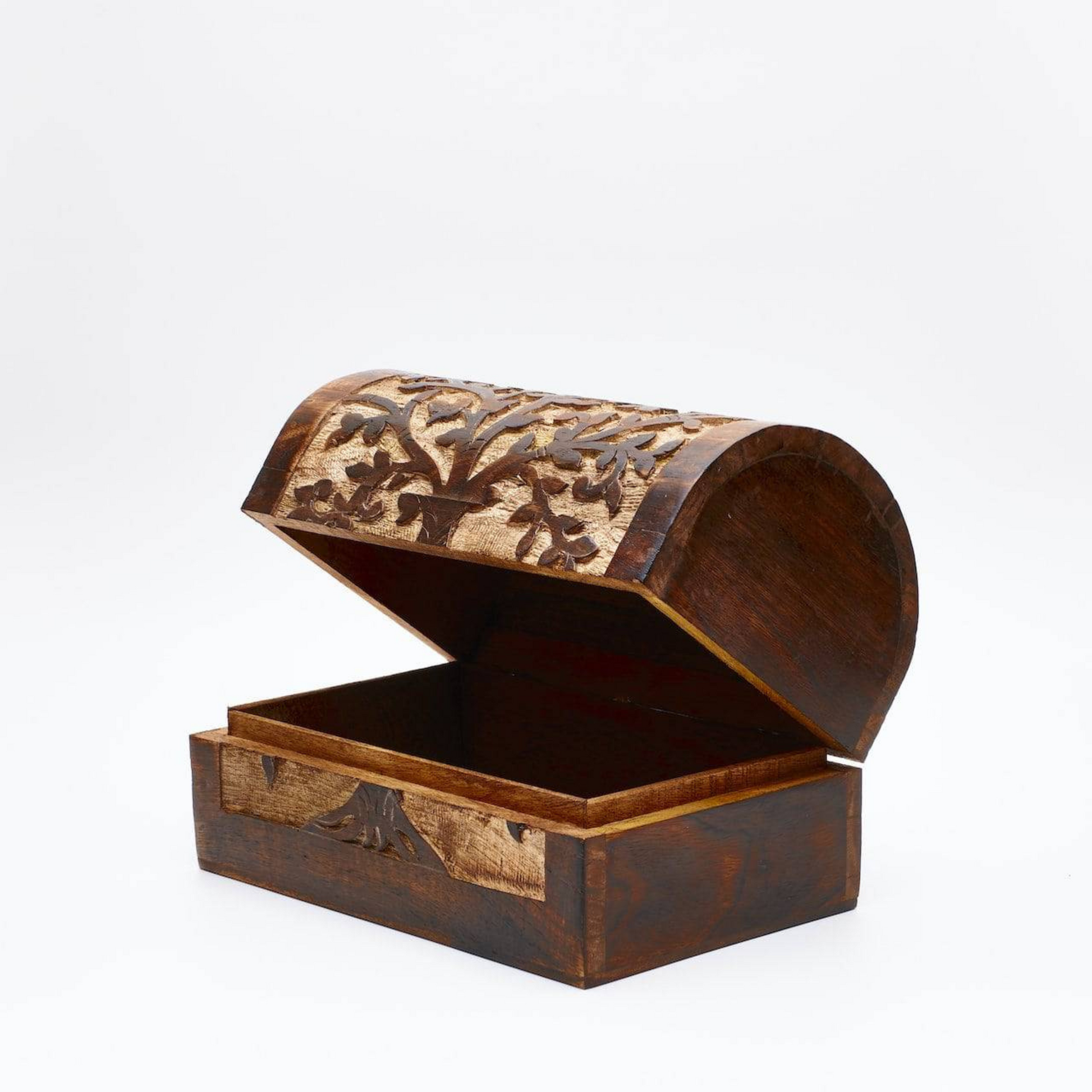 Tree of Life Wood Treasure Chest - Vintage, Keepsake, Jewellery Storage, Holder - Aksa Home Decor 