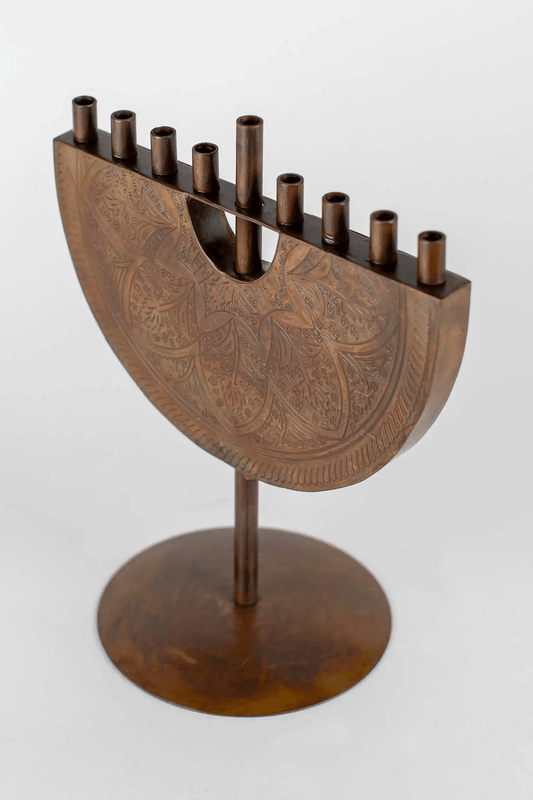 Antiqued Iron Menorah Hanukkah - Aksa