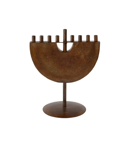 Antiqued Iron Menorah Hanukkah - Aksa