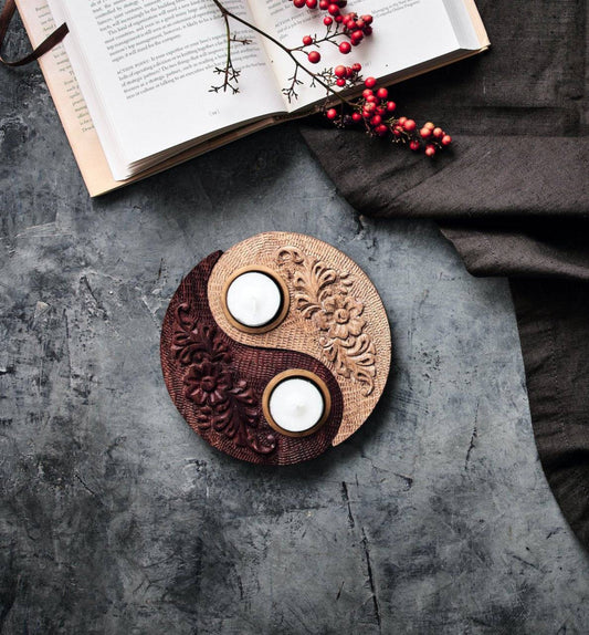 Ardhan Tea Light Holder - Yin Yang - Aksa