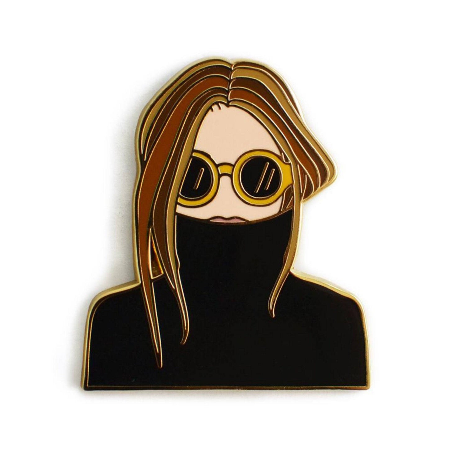 Black High-Knit Girl Enamel Brooch Pin - Aksa