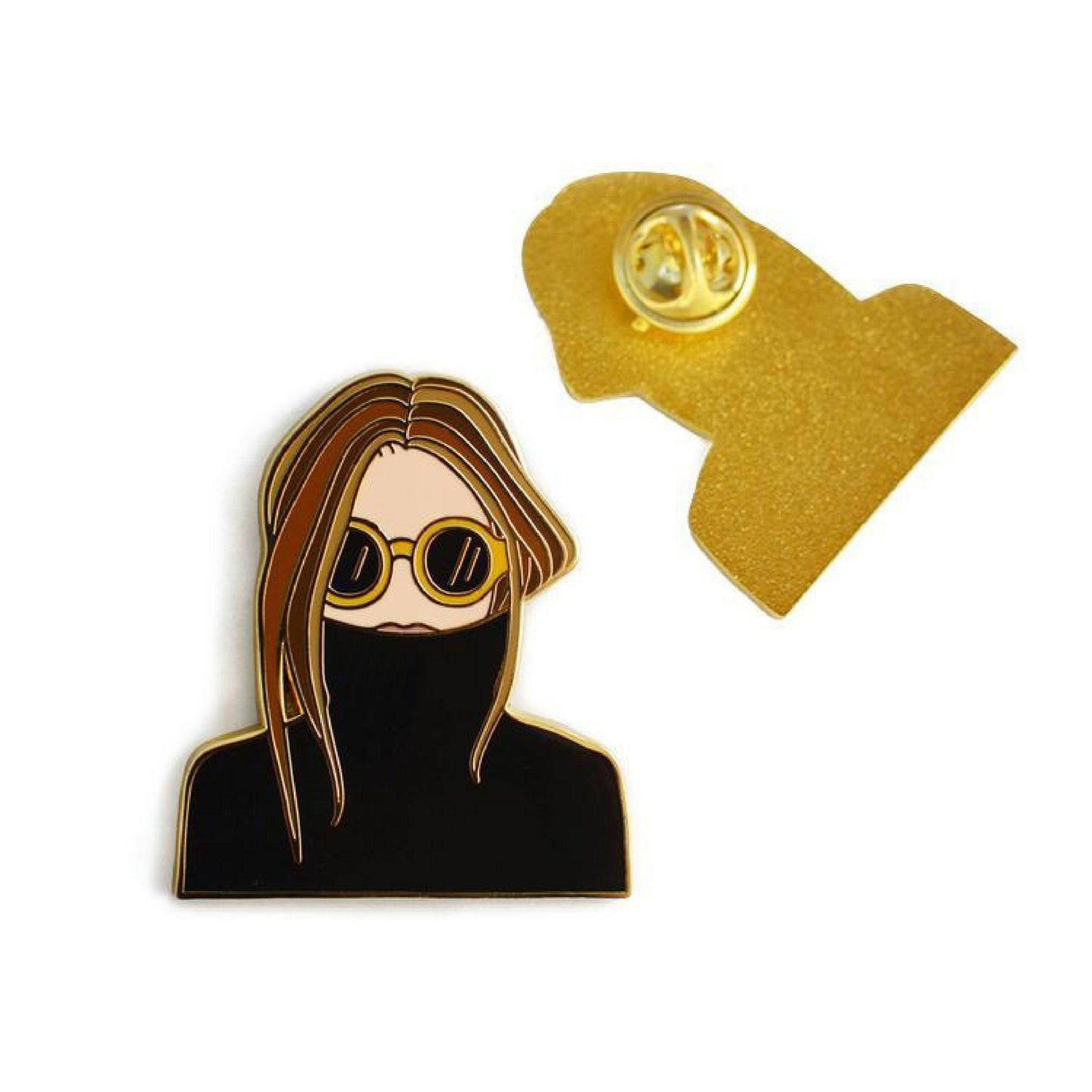 Black High-Knit Girl Enamel Brooch Pin - Aksa