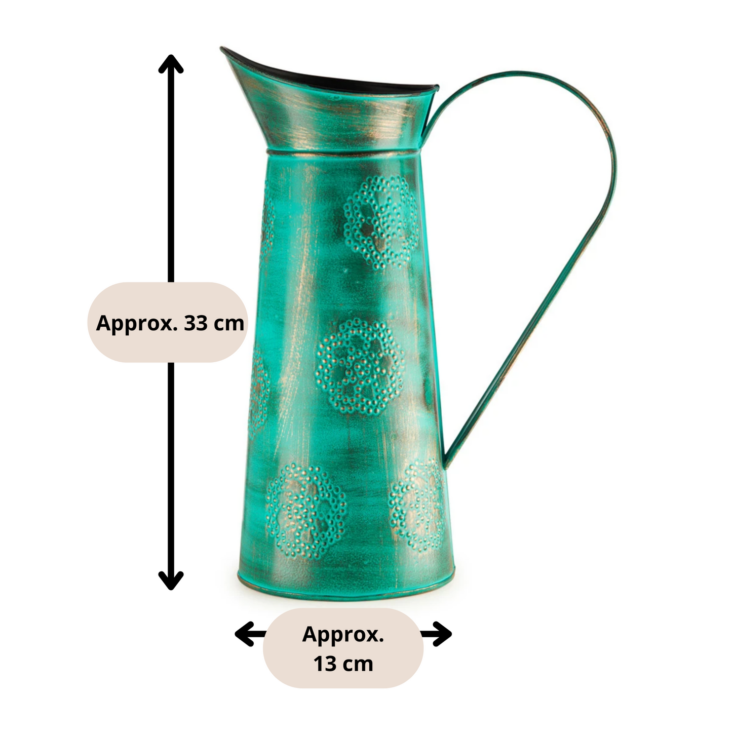 Green Watering Can/Jug - Copper finish, Metal, 3 Litre - Aksa