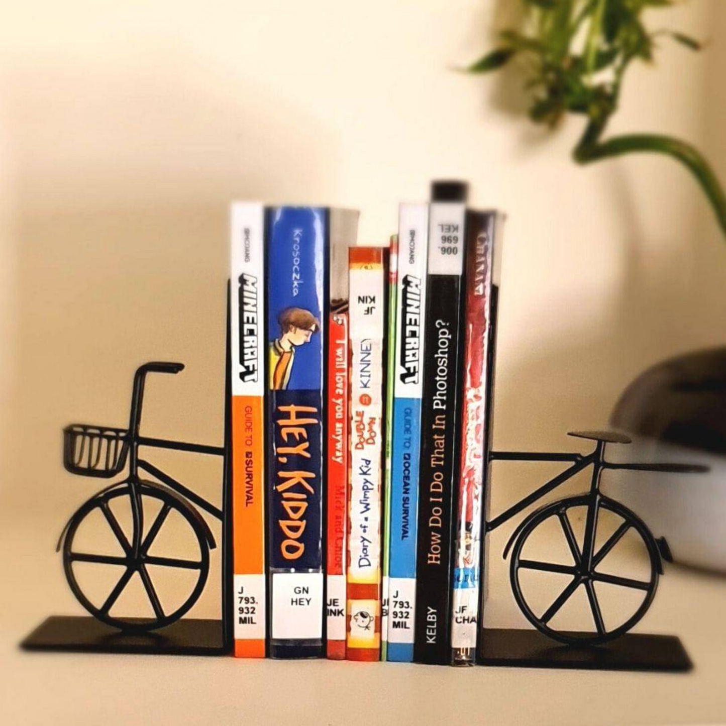 Handcrafted Black Bicycle Bookends - Industrial look, Anti-Skid, Gift for Book Lover - Aksa Home Decor