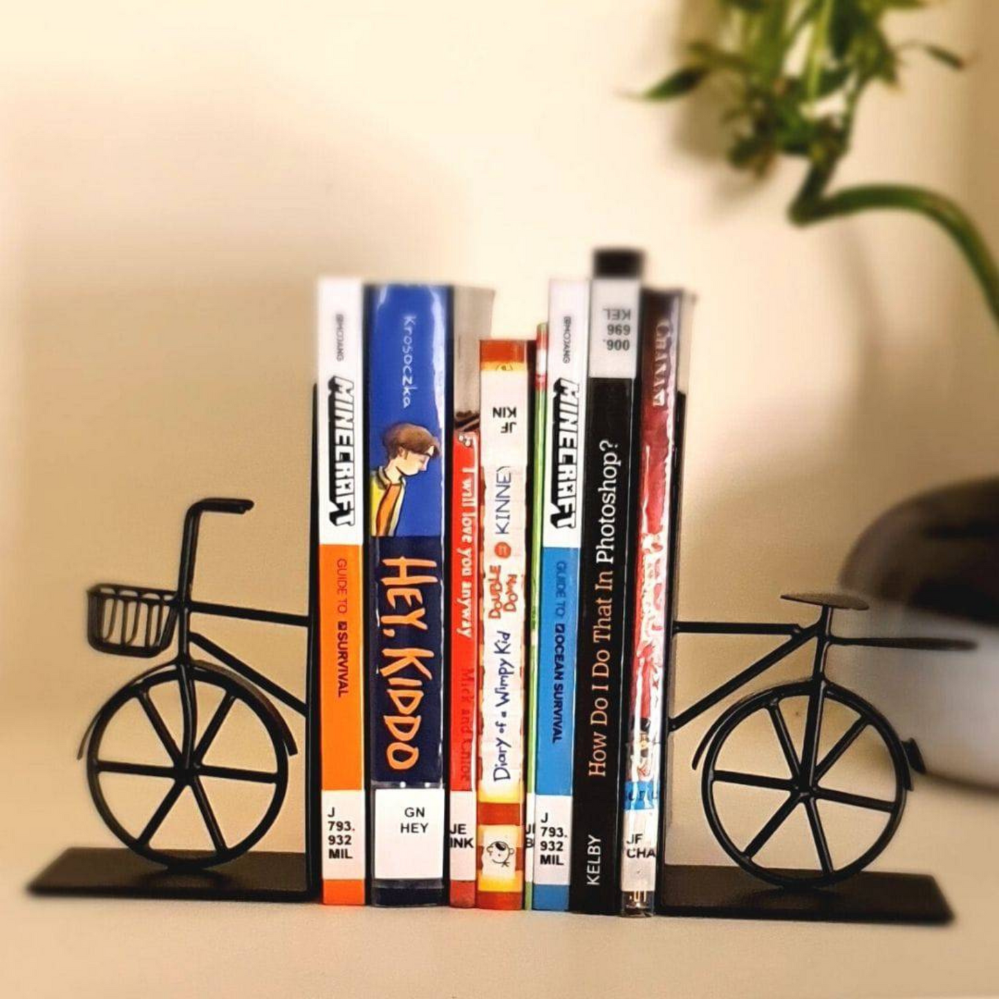 Handcrafted Black Bicycle Bookends - Industrial look, Anti-Skid, Gift for Book Lover - Aksa Home Decor 