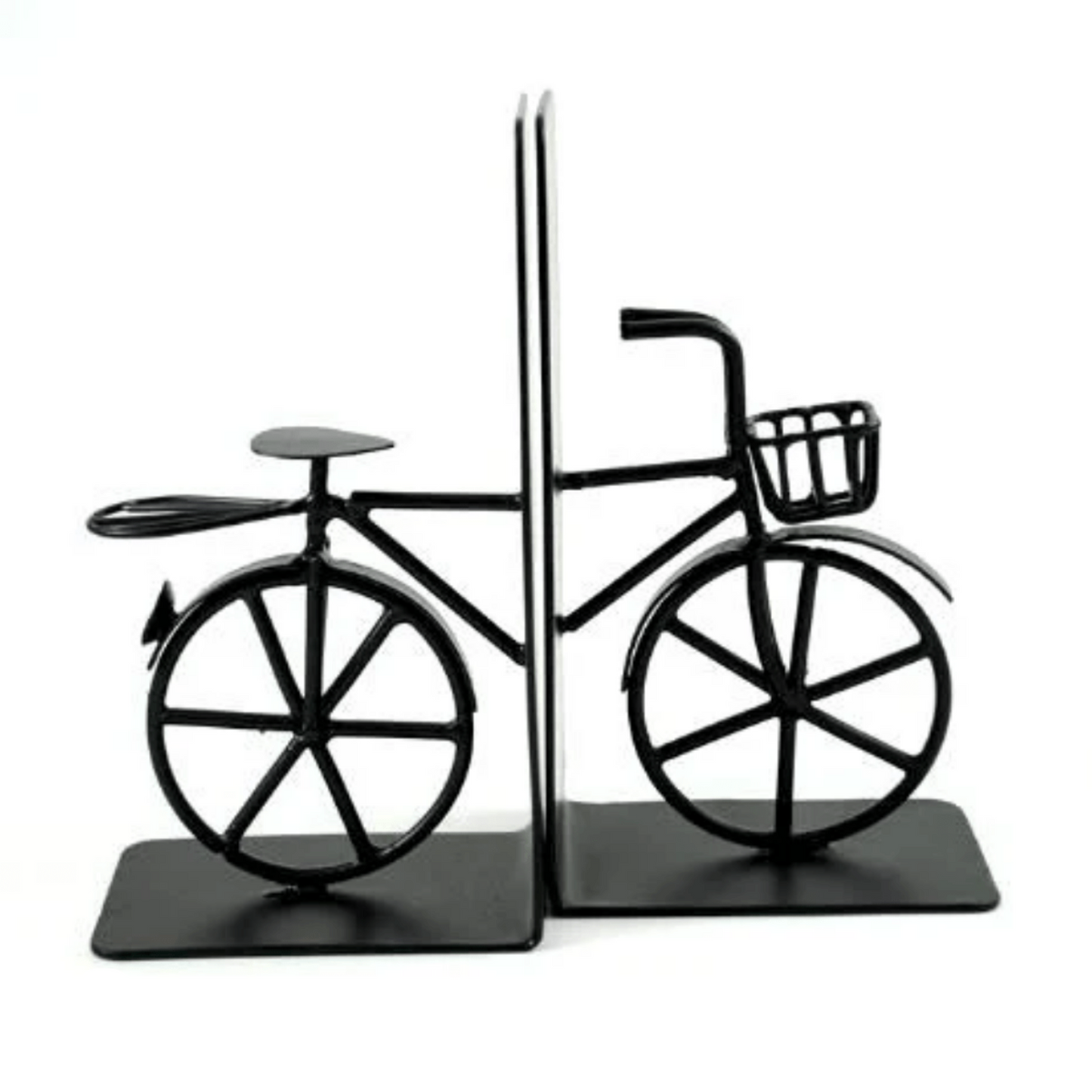 Handcrafted Black Bicycle Bookends - Industrial look, Anti-Skid, Gift for Book Lover - Aksa Home Decor