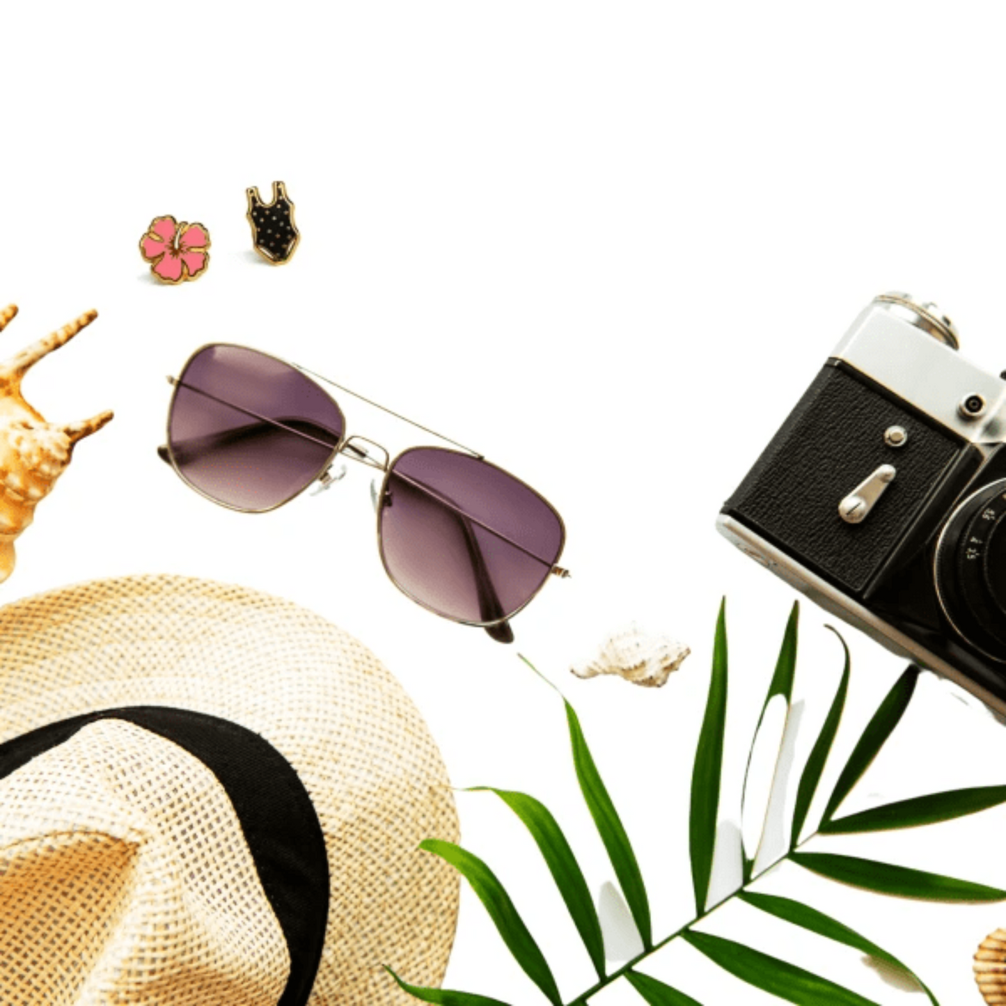 Hibiscus Flower & Beach Bikini Chic Earrings - Aksa