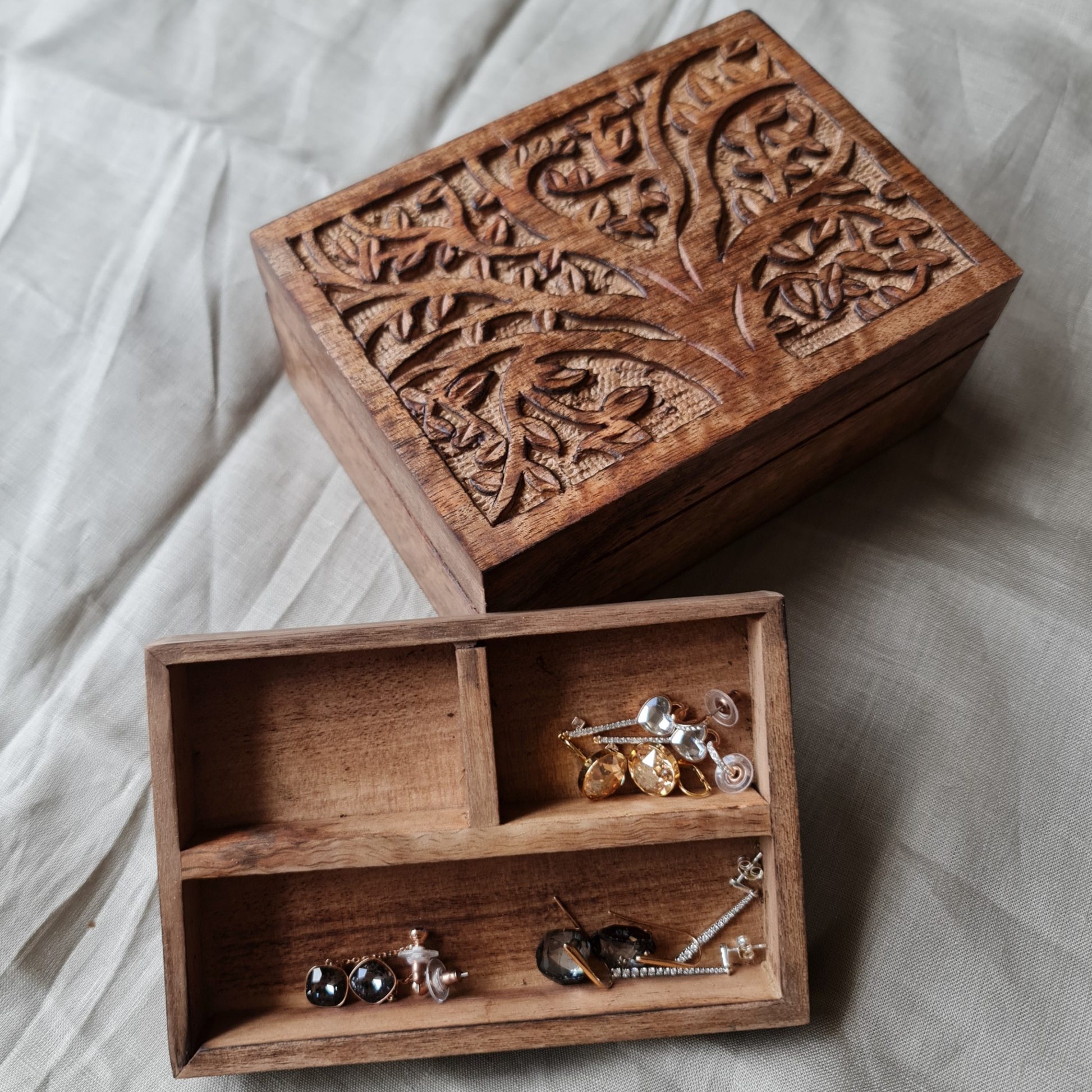 Medium Tree of Life Wood Jewellery Box - Rectangle Keepsake - Aksa