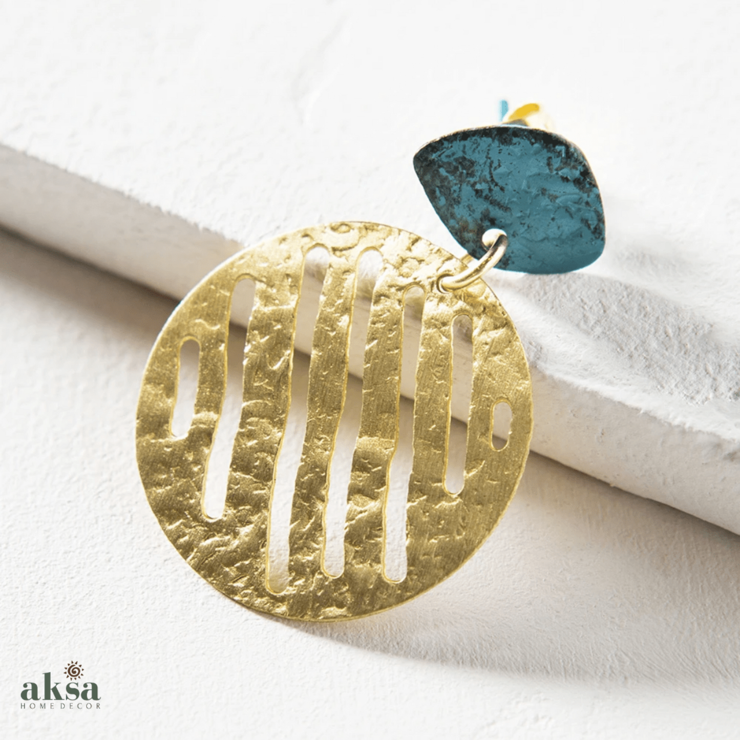 Menka Gold Coin Brass Earrings - Aksa