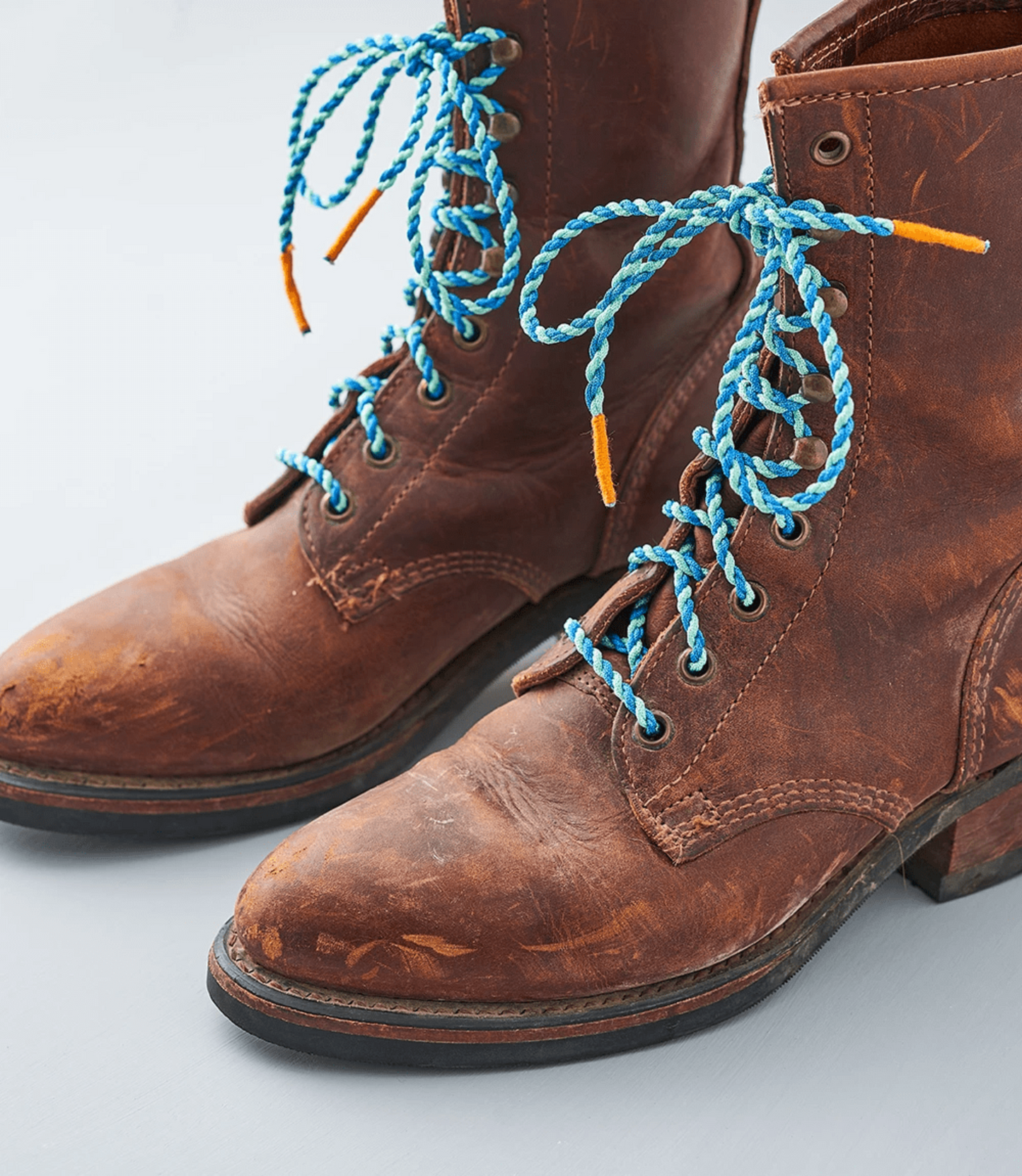 Vintage Blue Shoelace - 45", Ethical, Handmade - Aksa