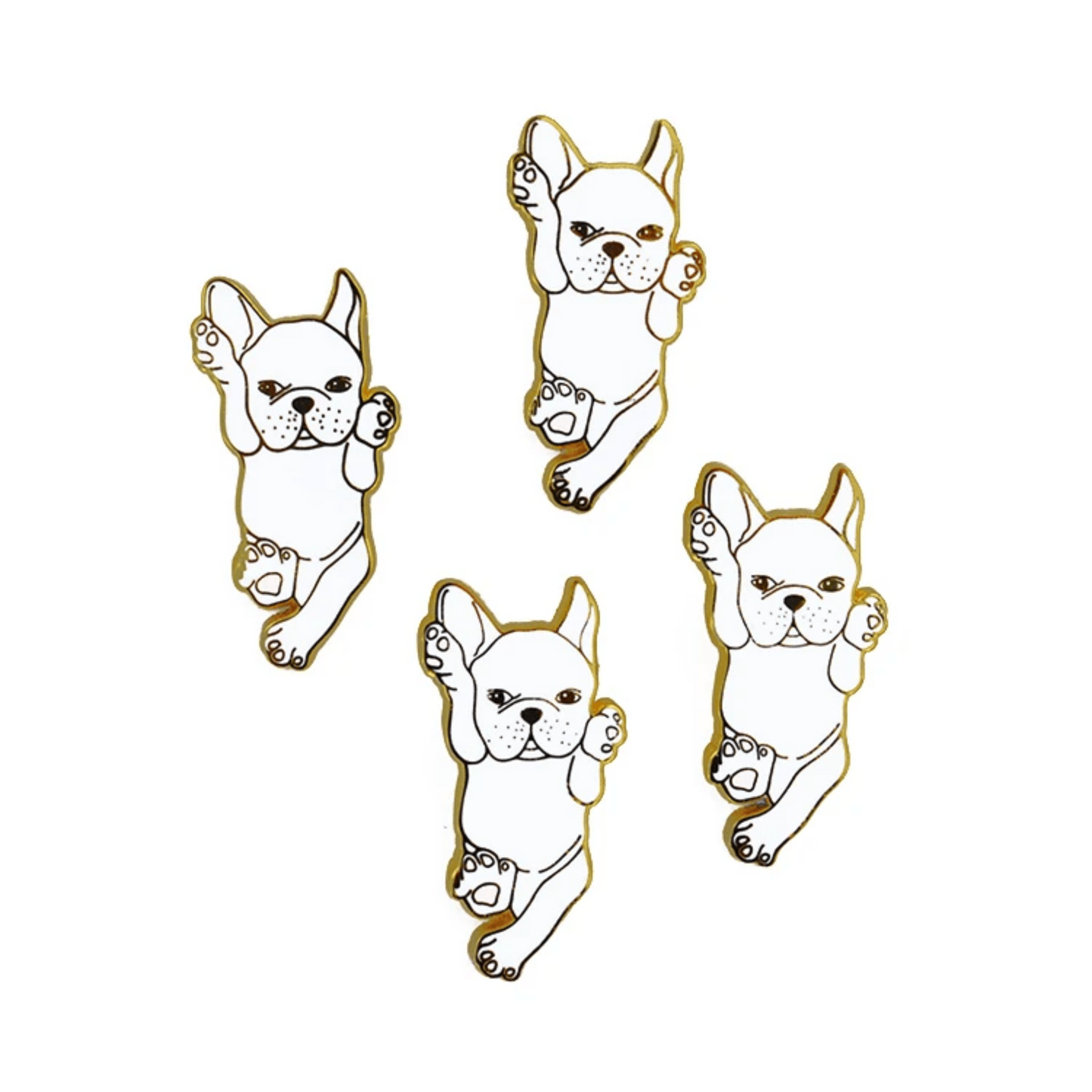 White Frenchie Enamel Brooch Pin - Aksa