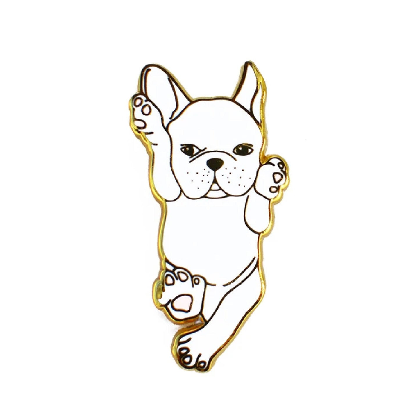 White Frenchie Enamel Brooch Pin - Aksa