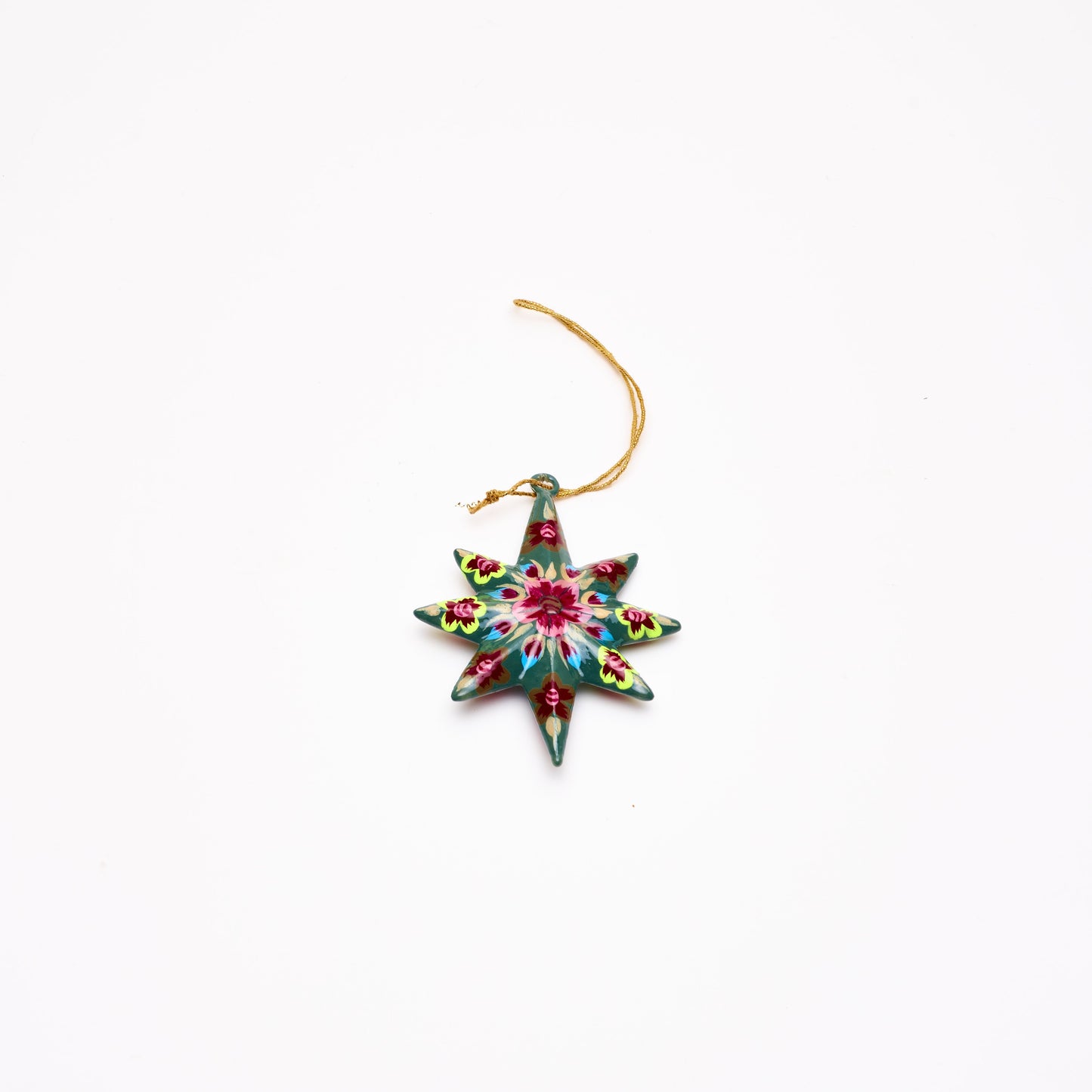 Xmas Ornament - Paper Mache Hand-painted Stars (set of 4) - Aksa