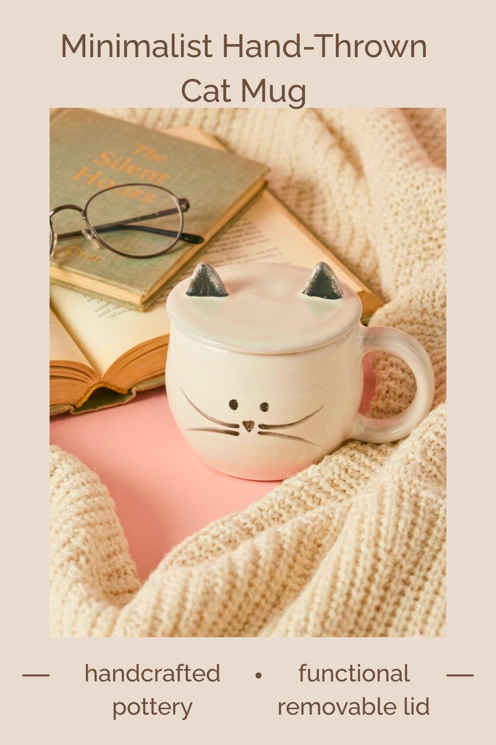 Handcrafted Cat Mug with Lid: Perfect Gift for Cat Lovers