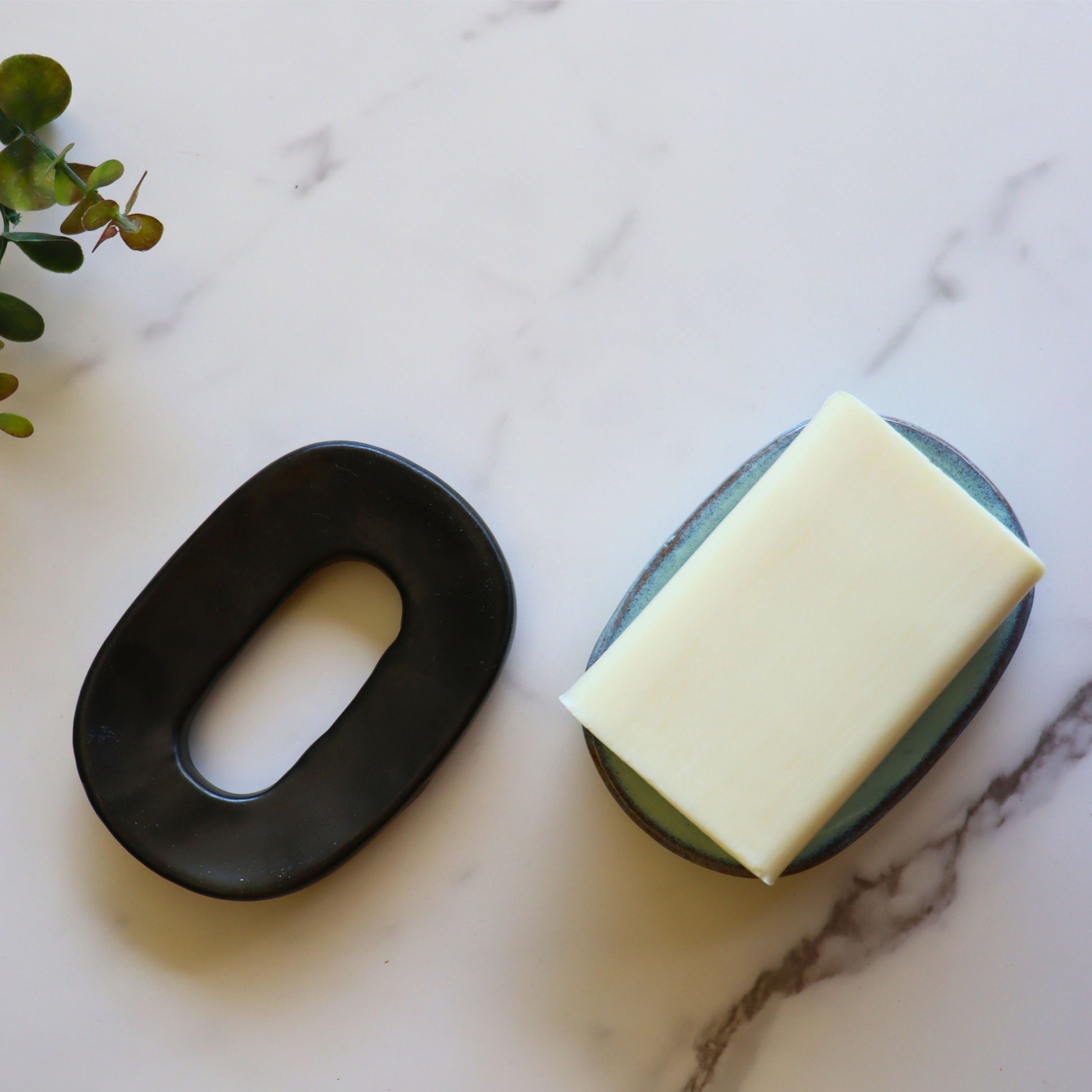 Black Ceramic Soap Dish - Handmade - Aksa Home Decor 