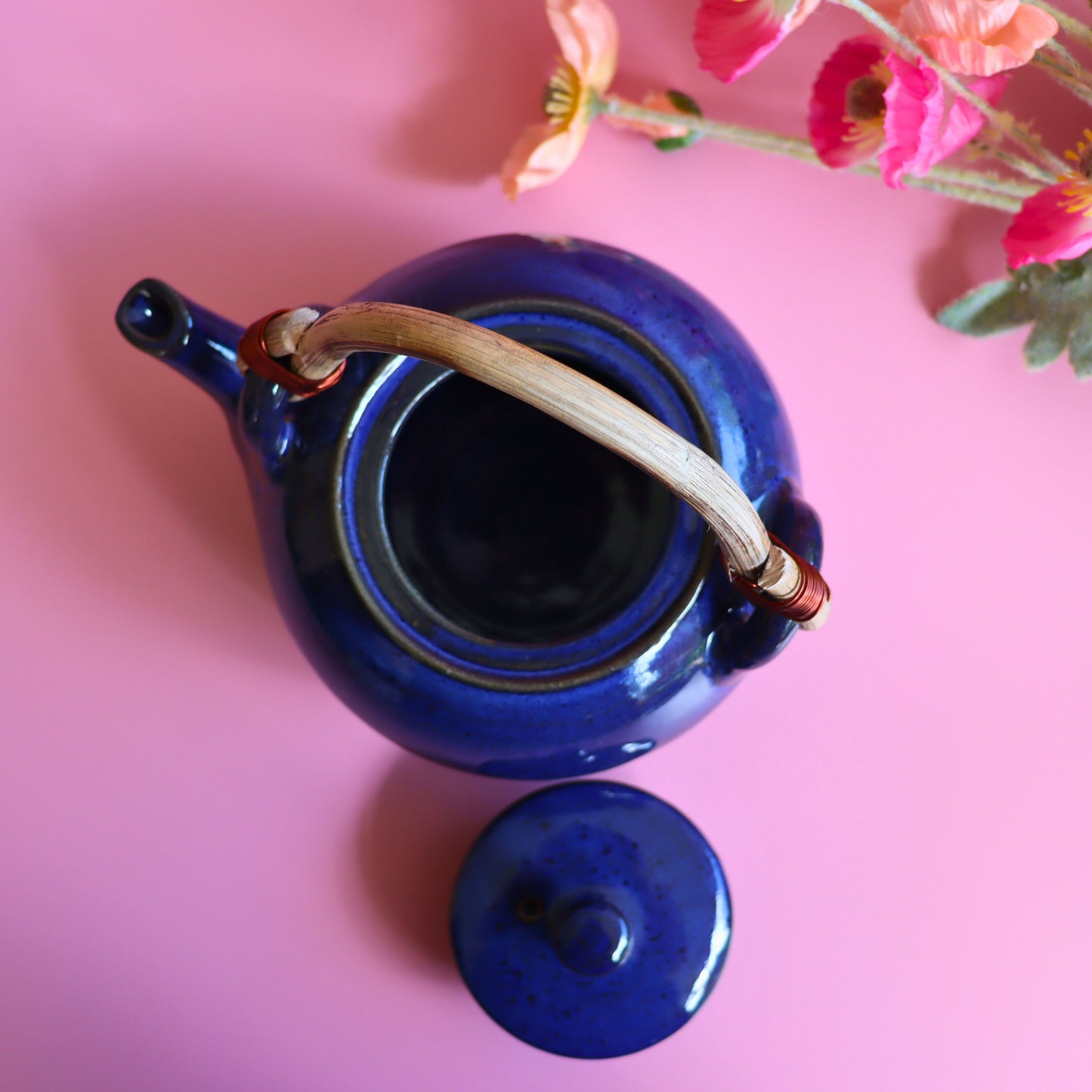 Artisan Blue Ceramic Teapot, 1L | Ethically Handmade & Fair Trade - Aksa Home Decor 