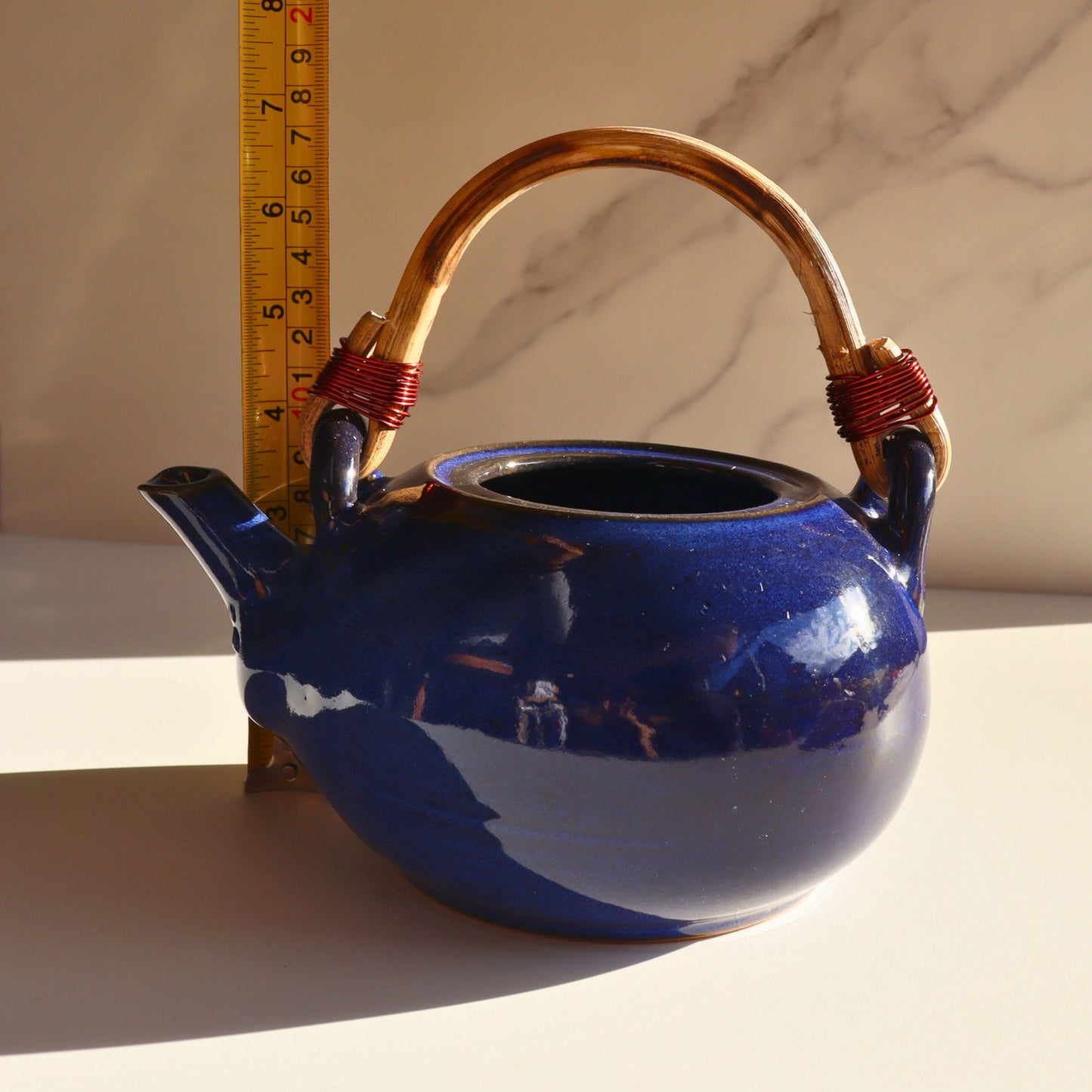 Artisan Blue Ceramic Teapot, 1L | Ethically Handmade & Fair Trade - Aksa Home Decor 