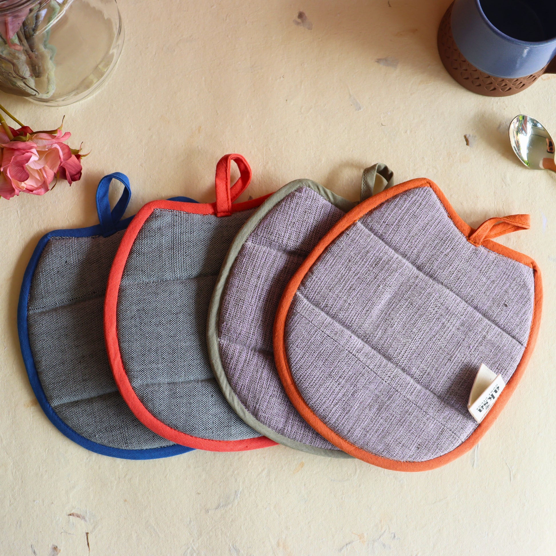 Assorted Colors Boho Cotton Cat Trivet | Handwoven Fair Trade Hot Pot Holder - Aksa Home Decor 