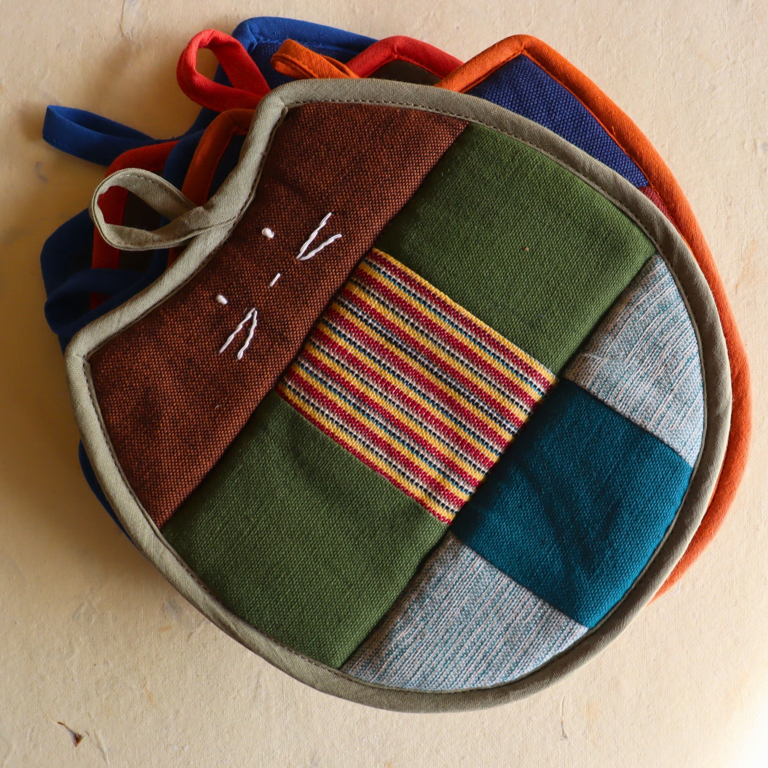Assorted Colors Boho Cotton Cat Trivet | Handwoven Fair Trade Hot Pot Holder - Aksa Home Decor 