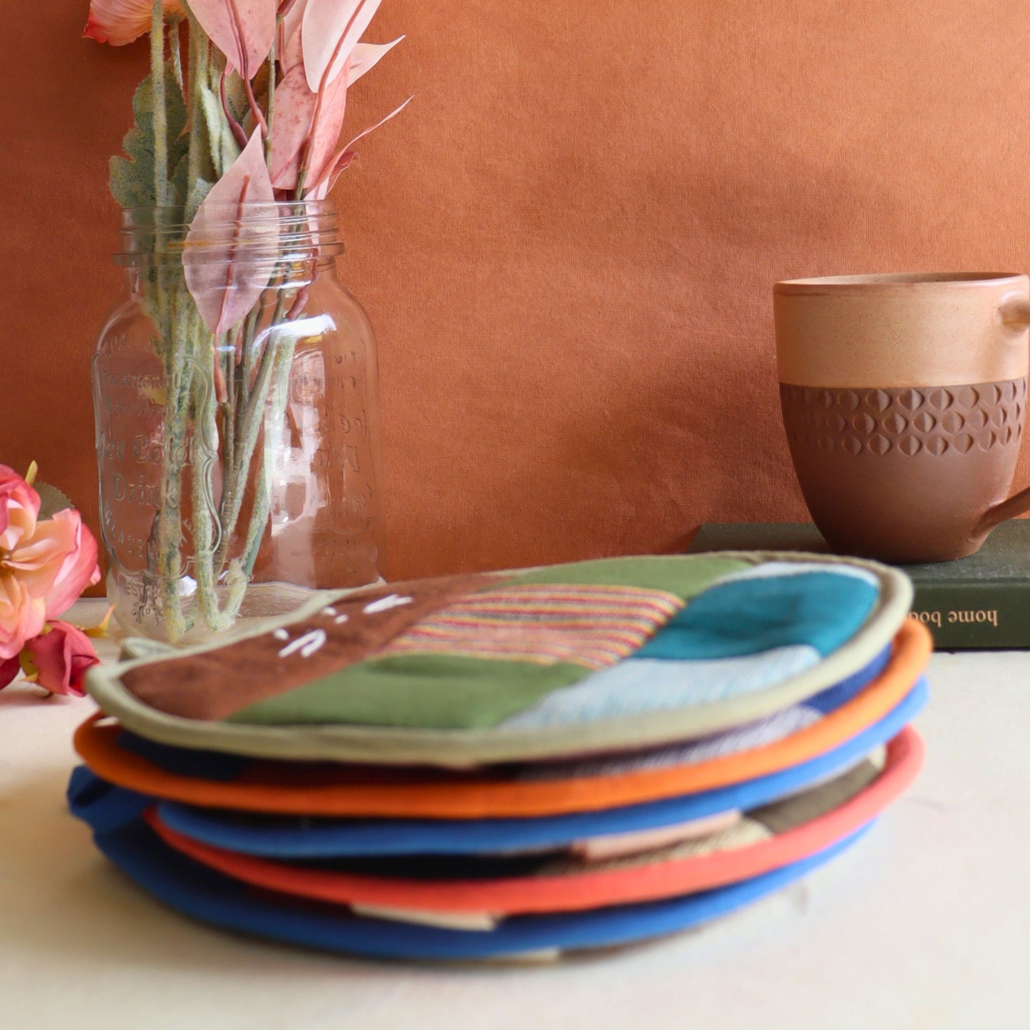 Assorted Colors Boho Cotton Cat Trivet | Handwoven Fair Trade Hot Pot Holder - Aksa Home Decor 