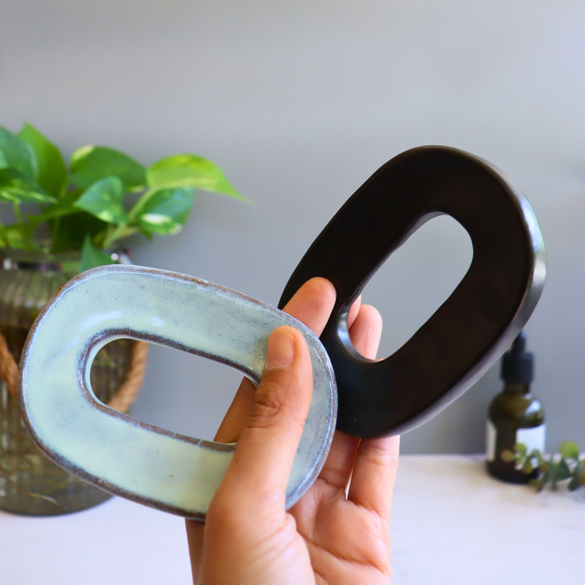 Black Ceramic Soap Dish - Handmade - Aksa Home Decor 