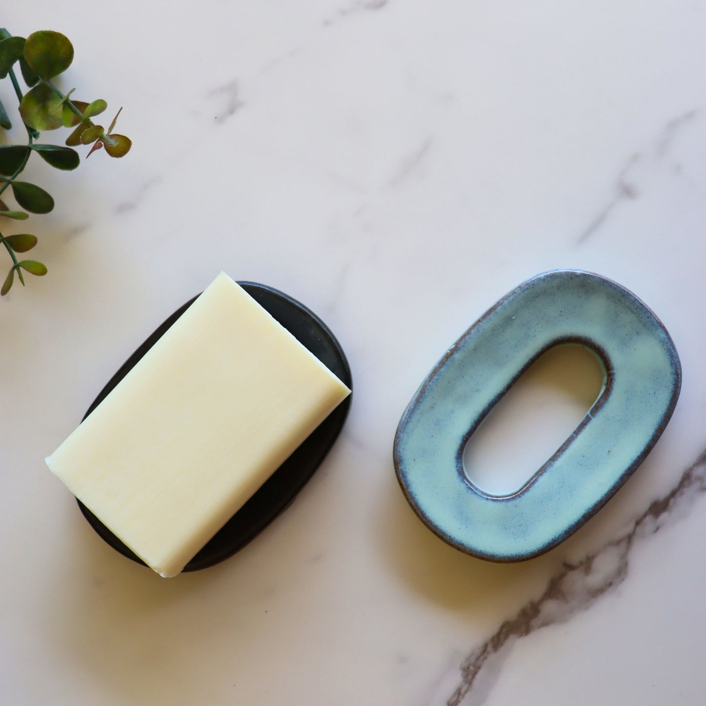 Blue Ceramic Soap Dish - Handmade - Aksa Home Decor 