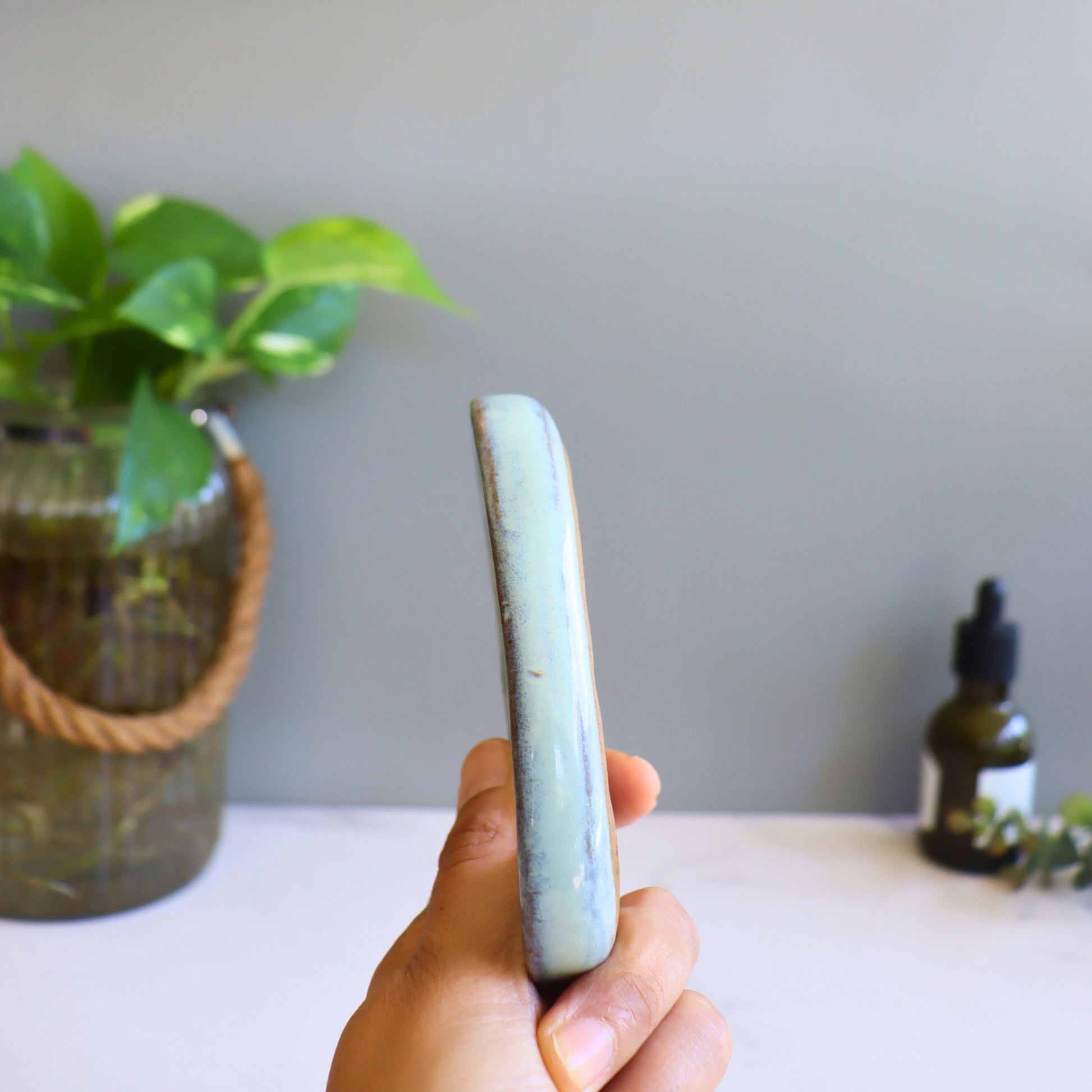 Blue Ceramic Soap Dish - Handmade - Aksa Home Decor 