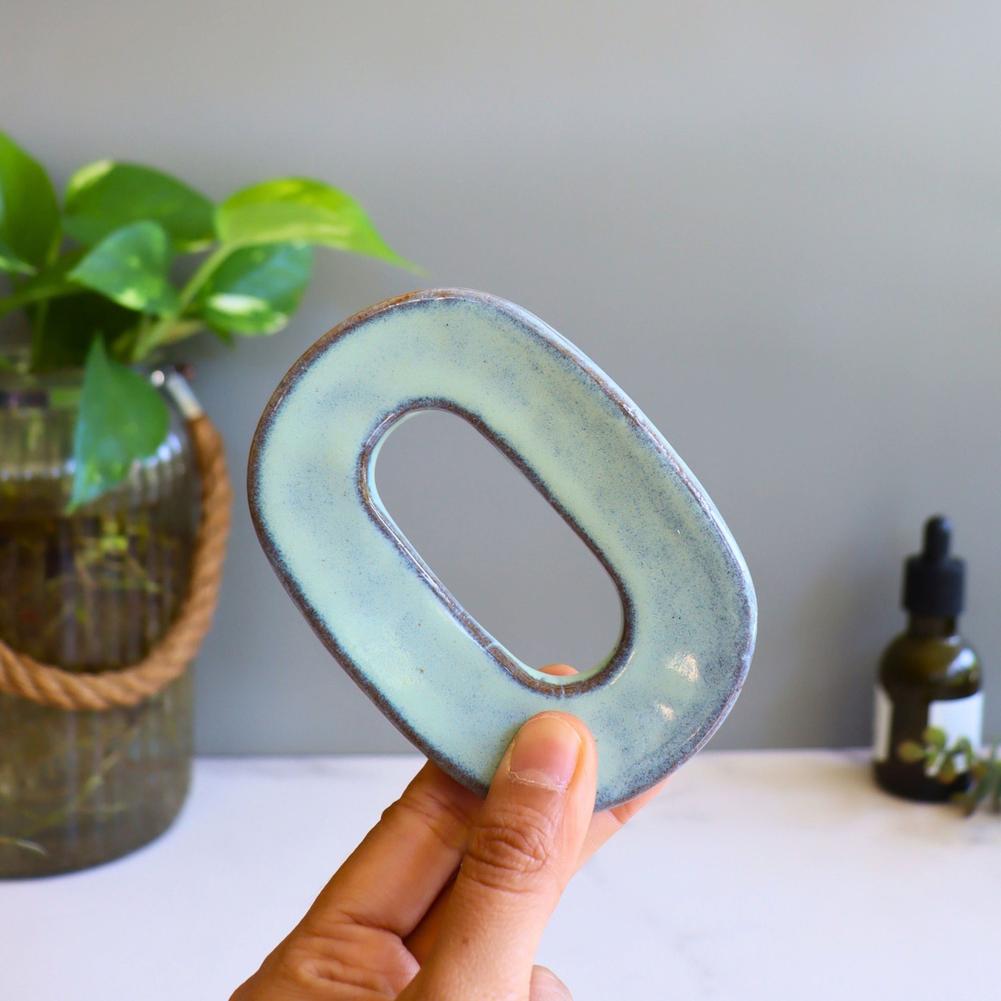 Blue Ceramic Soap Dish - Handmade - Aksa Home Decor 