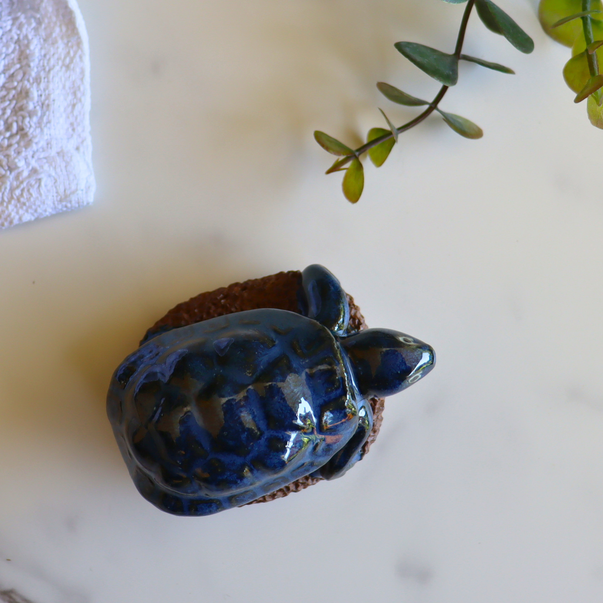Blue Turtle Ceramic Foot Scrubber - Pedicure Exfoliator Tool - Aksa Home Decor 