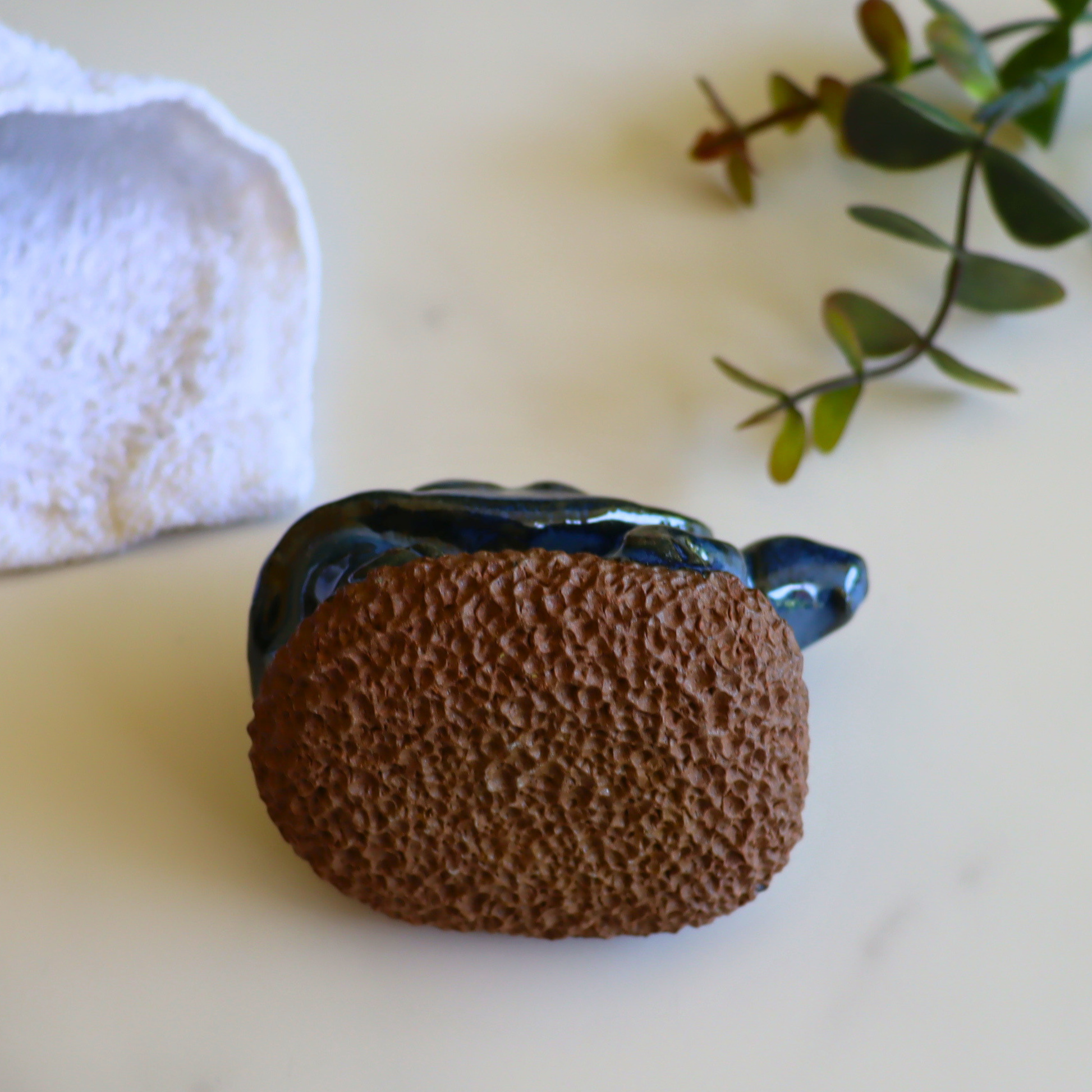 Blue Turtle Ceramic Foot Scrubber - Pedicure Exfoliator Tool - Aksa Home Decor 