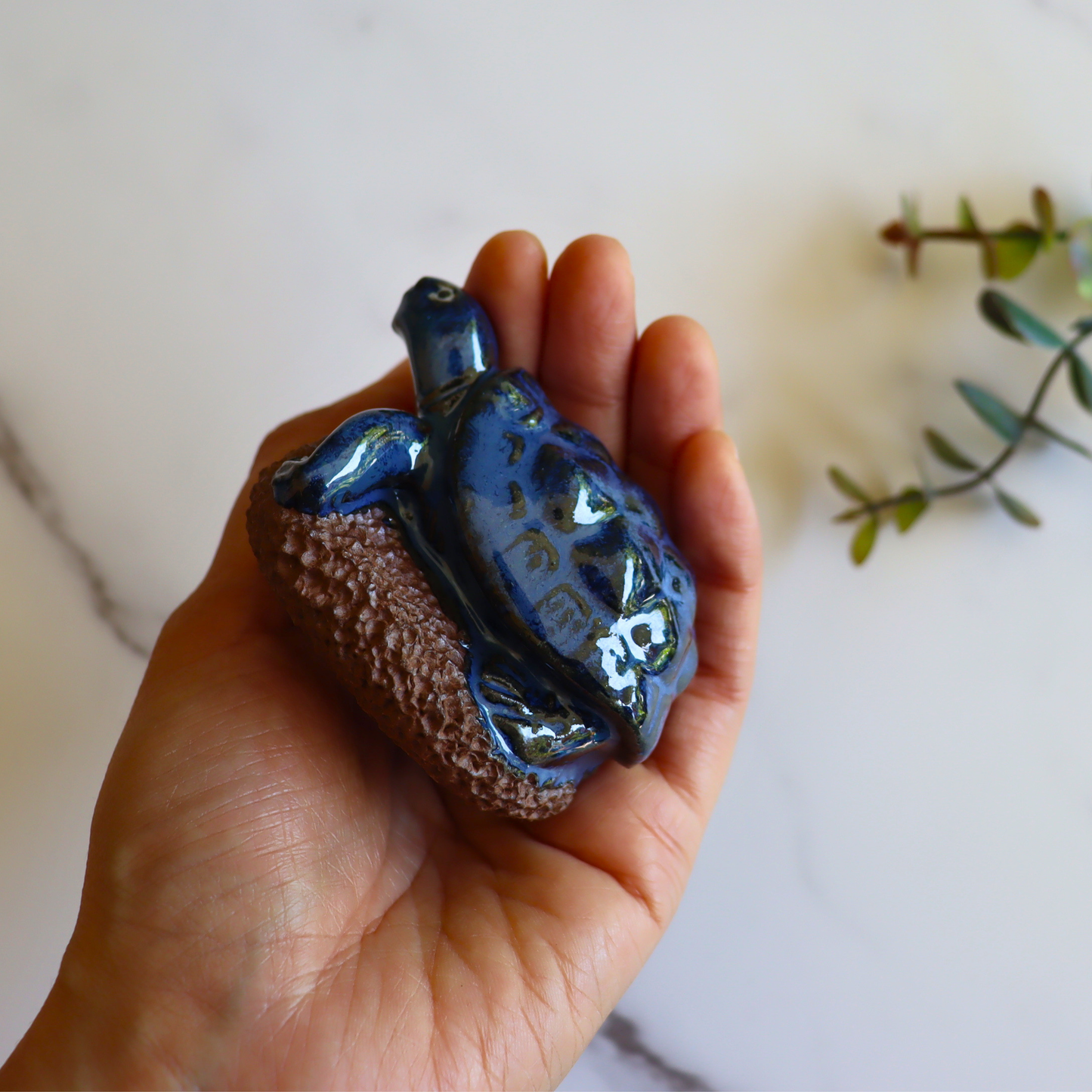 Blue Turtle Ceramic Foot Scrubber - Pedicure Exfoliator Tool - Aksa Home Decor 