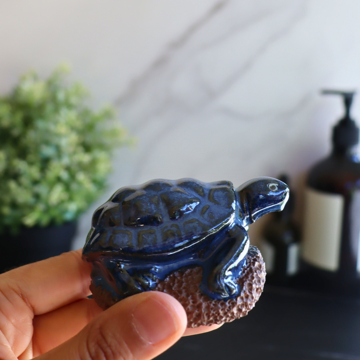 Blue Turtle Ceramic Foot Scrubber - Pedicure Exfoliator Tool - Aksa Home Decor 