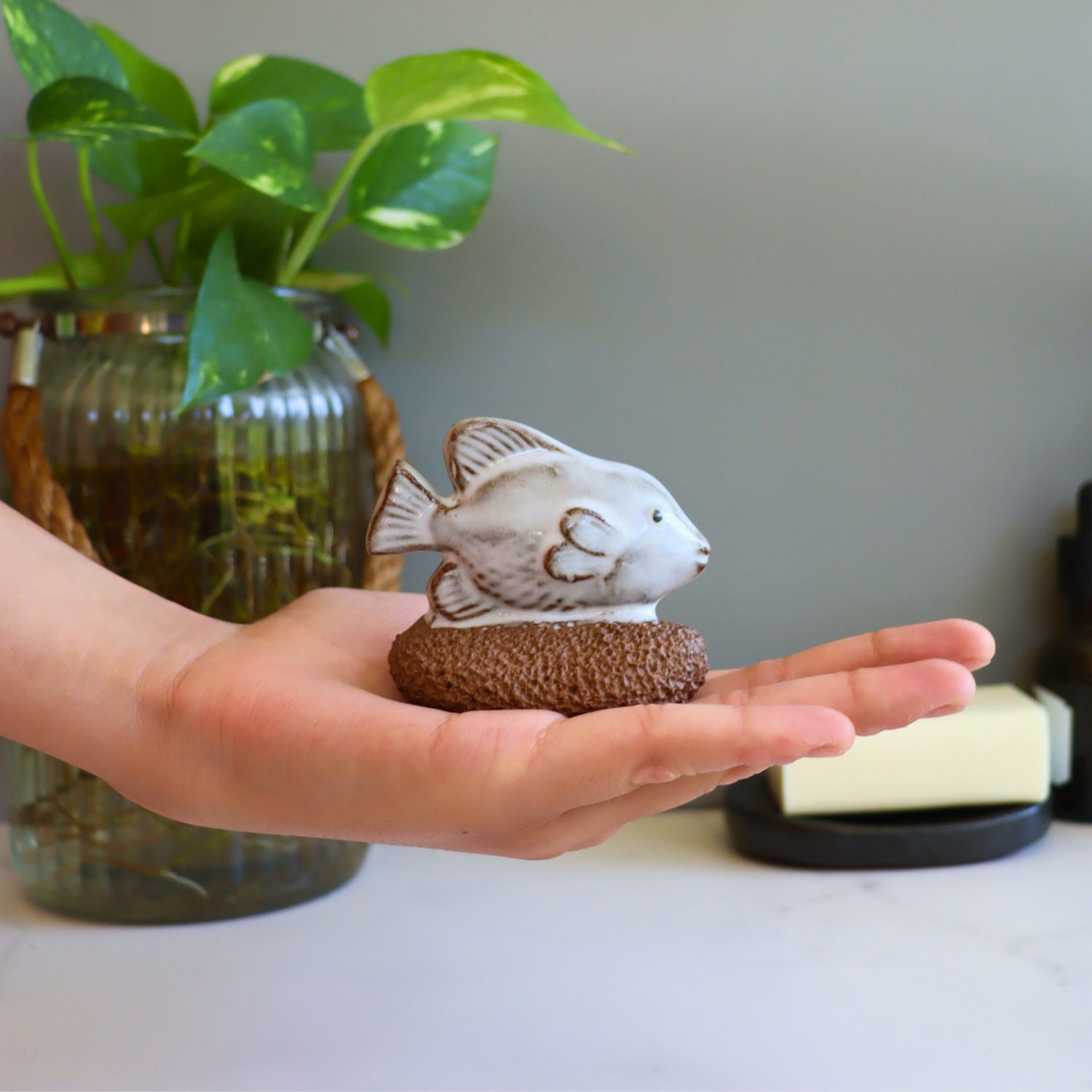 Fish Ceramic Foot Scrubber - Pedicure Exfoliator Tool - Aksa Home Decor 