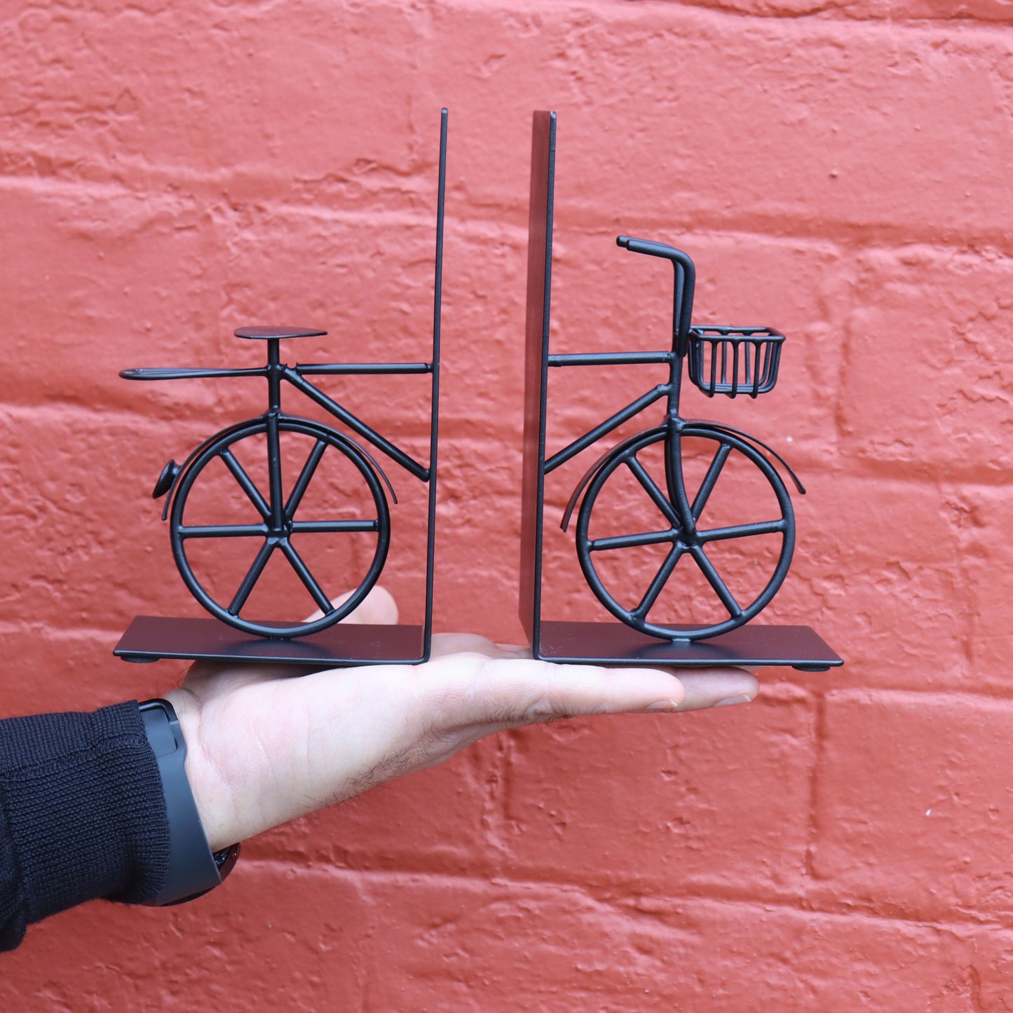 Handcrafted Black Bicycle Bookends, Industrial look Anti Skid, Gift for Book Lover - Aksa Home Decor 