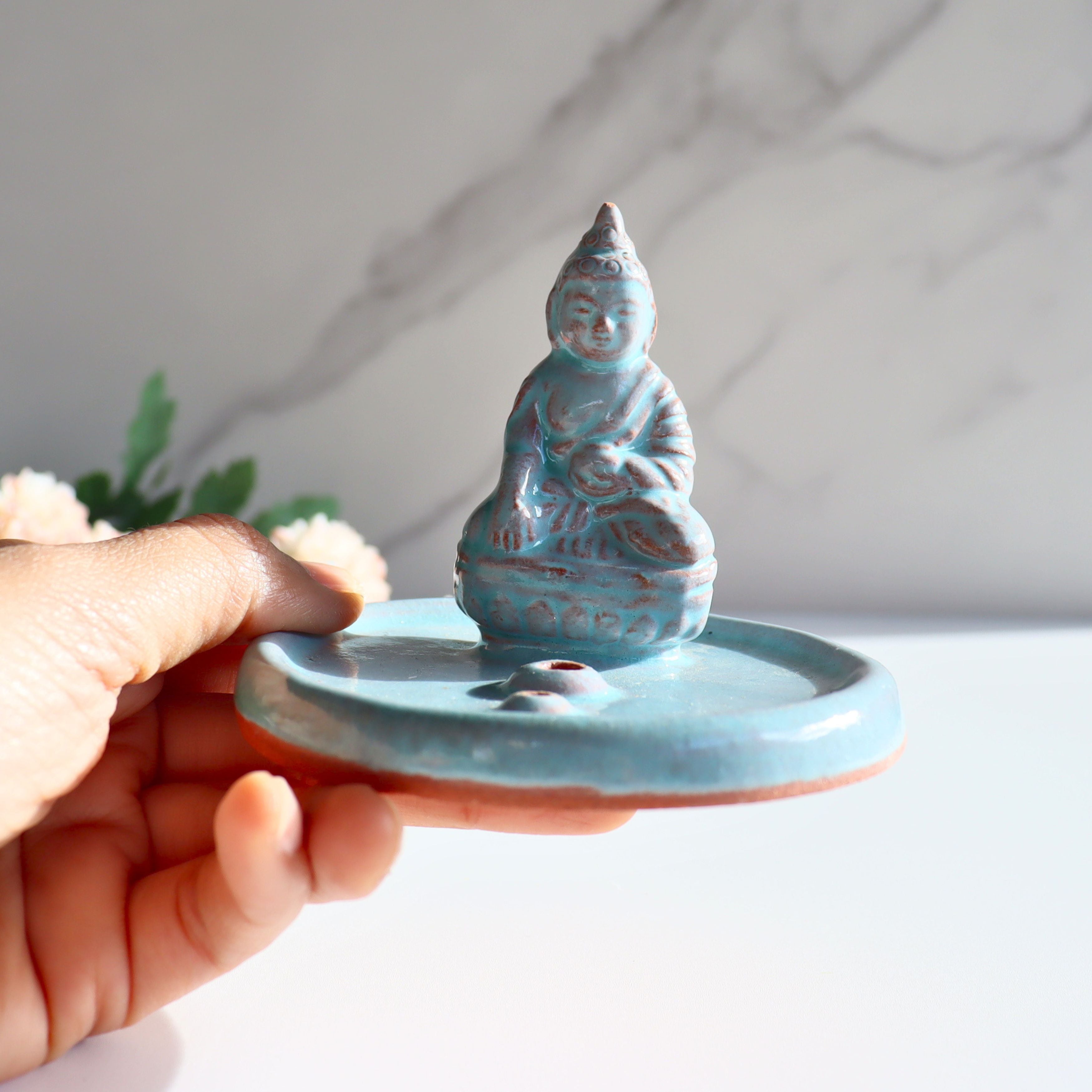 Handmade Ceramic Buddha Incense Holder - Fair Trade Artisan Incense Bu