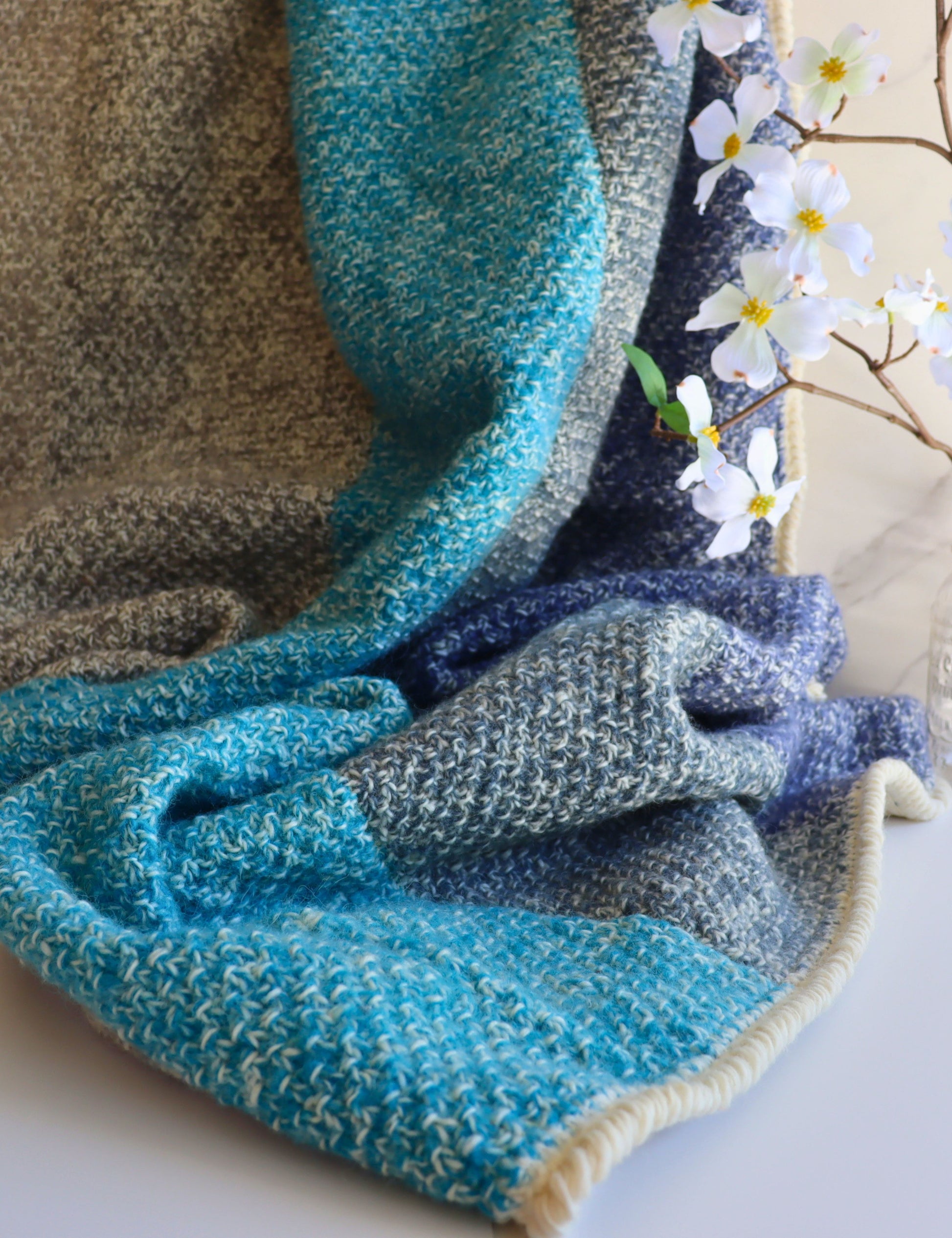Handmade Striped Wool Throw Blanket - Cozy Knitted for Home Decor & Warmth - Aksa Home Decor 