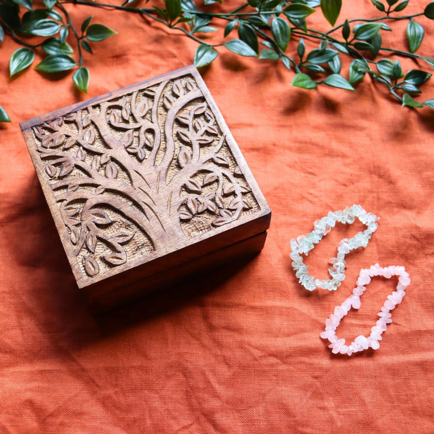 Magical Gift Set for Her: Tree of Life Jewellery Box & Two Crystal Bracelets - Aksa Home Decor 