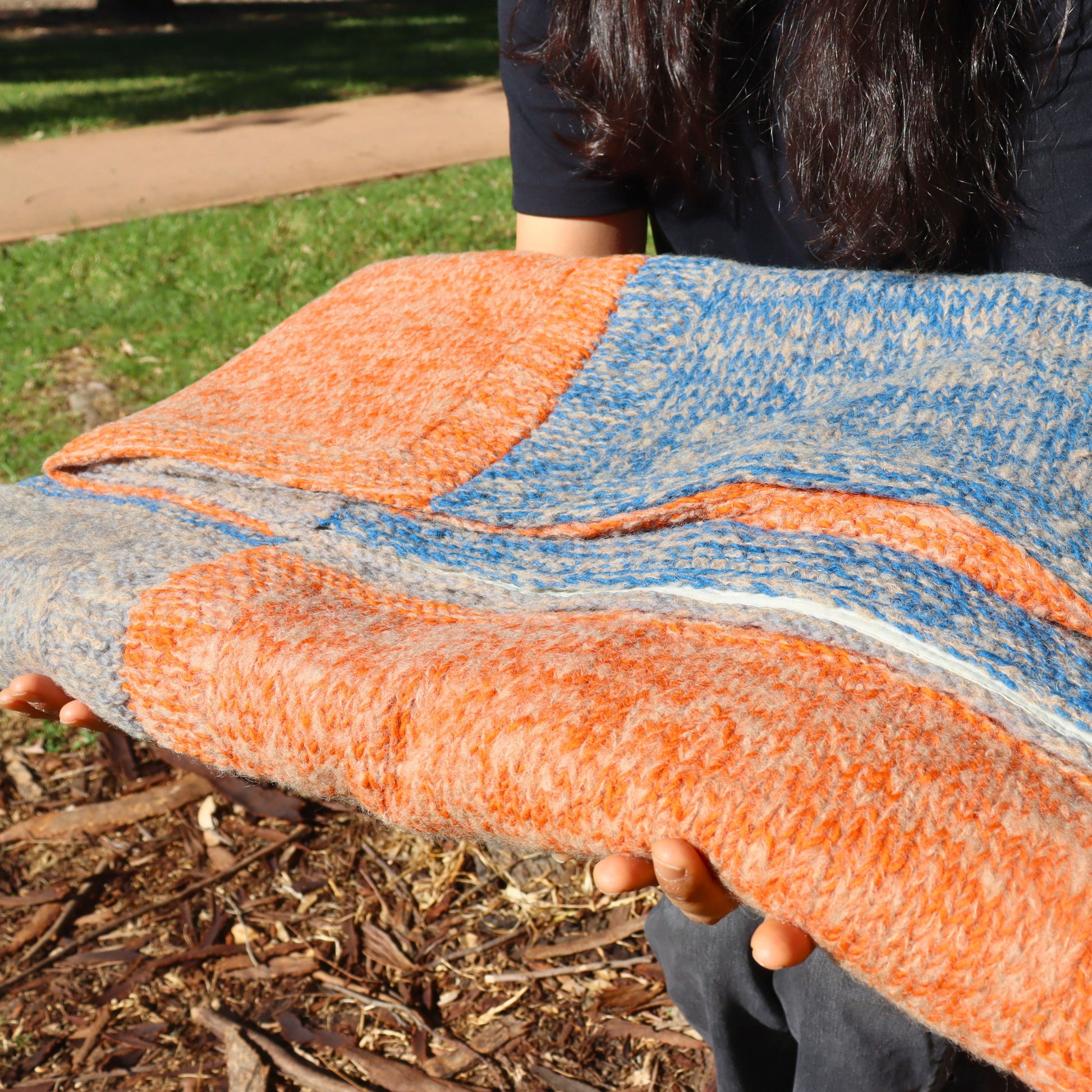 Plaid Wool Throw, Handknitted Winter Blanket - Aksa Home Decor 