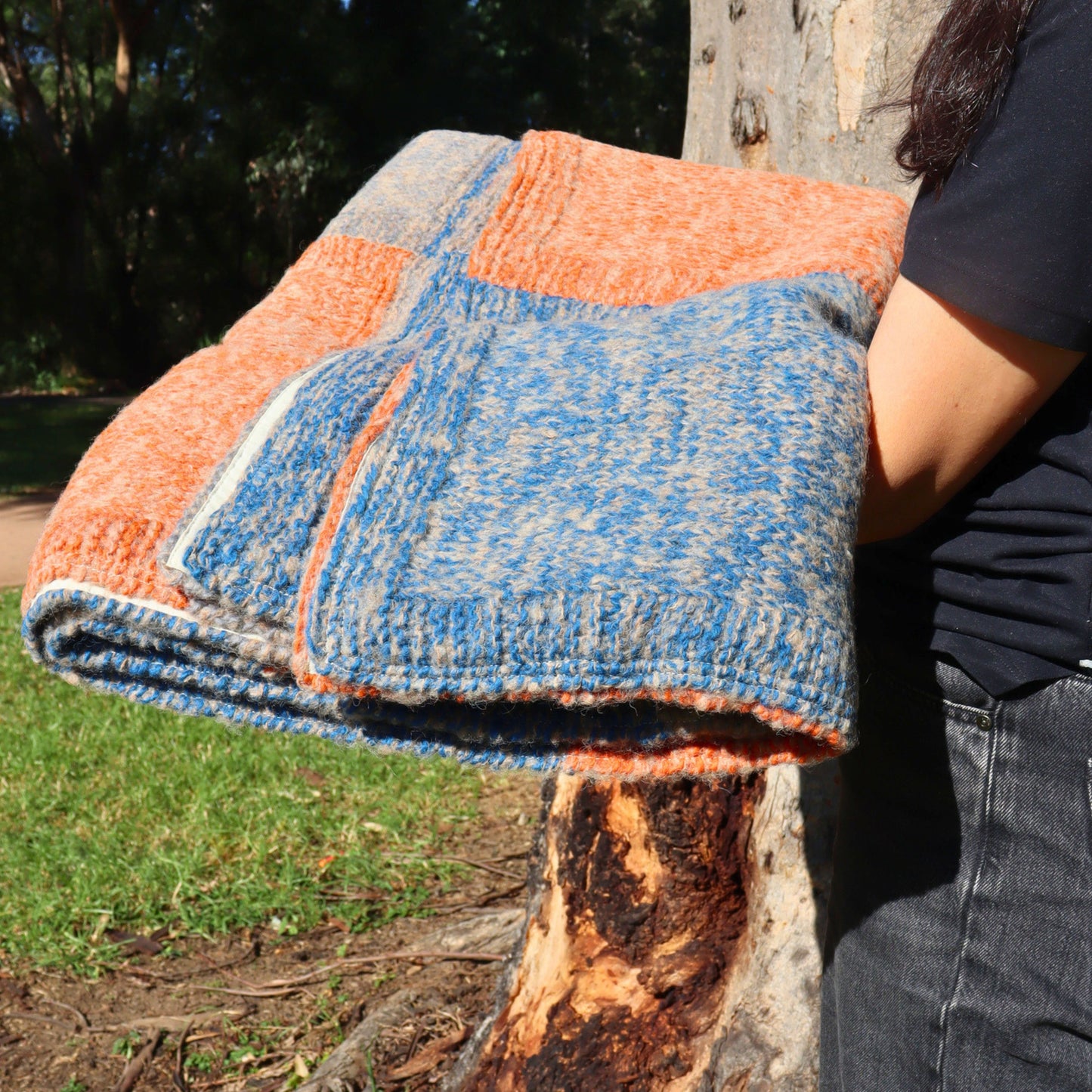 Plaid Wool Throw, Handknitted Winter Blanket - Aksa Home Decor 