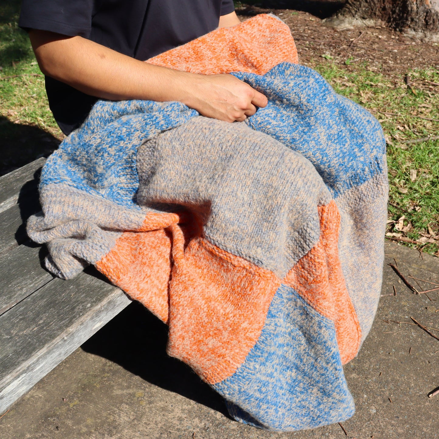 Plaid Wool Throw, Handknitted Winter Blanket - Aksa Home Decor 