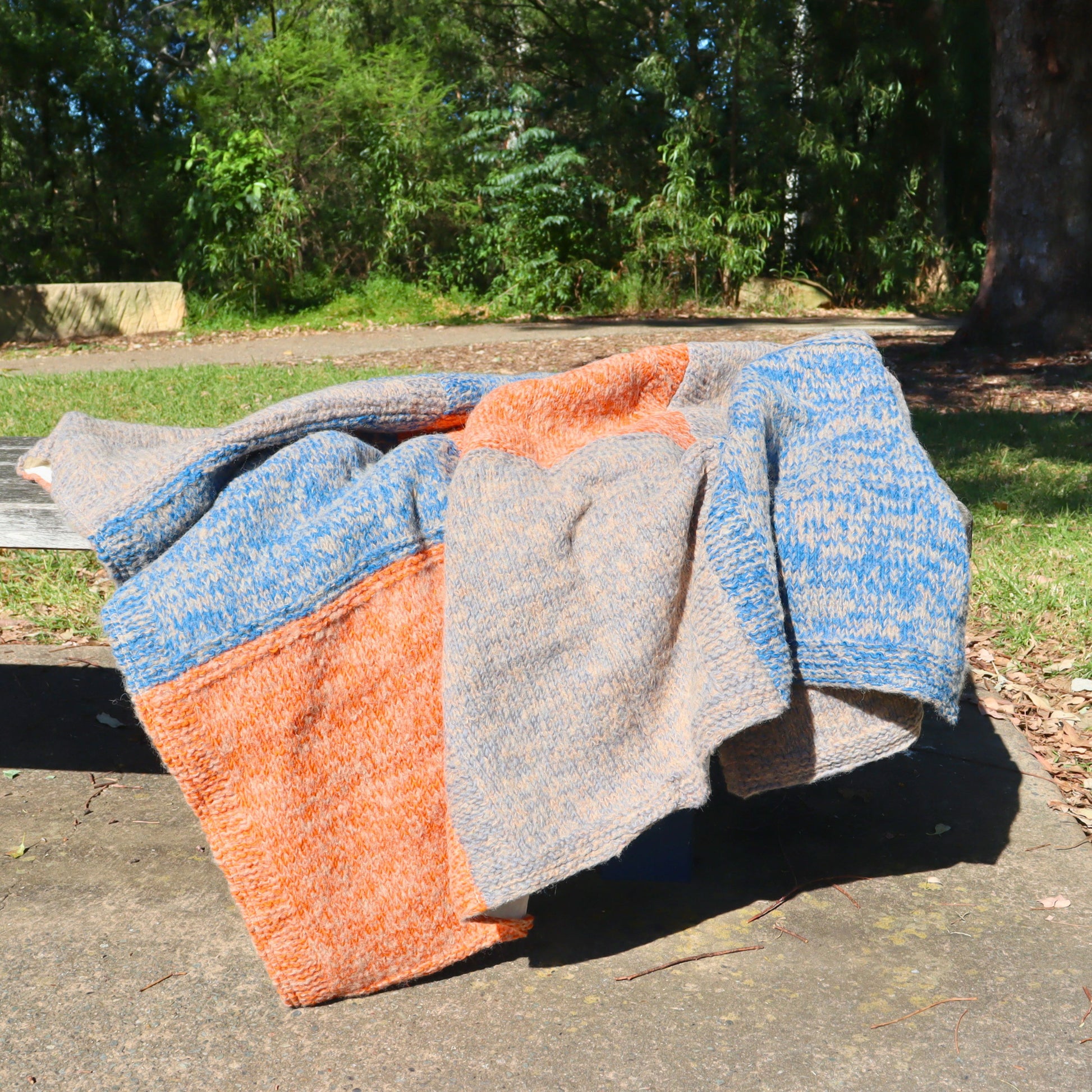 Plaid Wool Throw, Handknitted Winter Blanket - Aksa Home Decor 