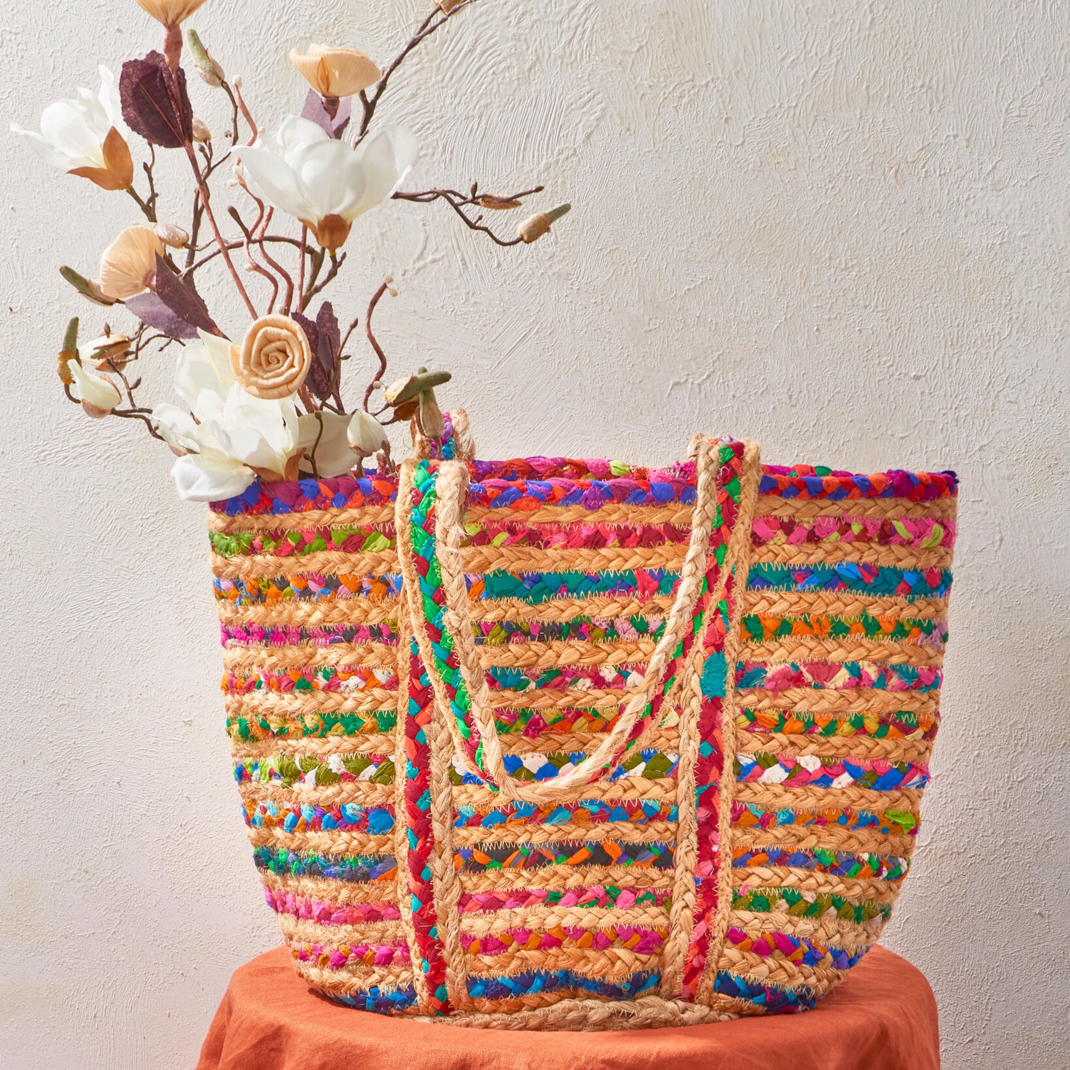 Woven discount tote basket