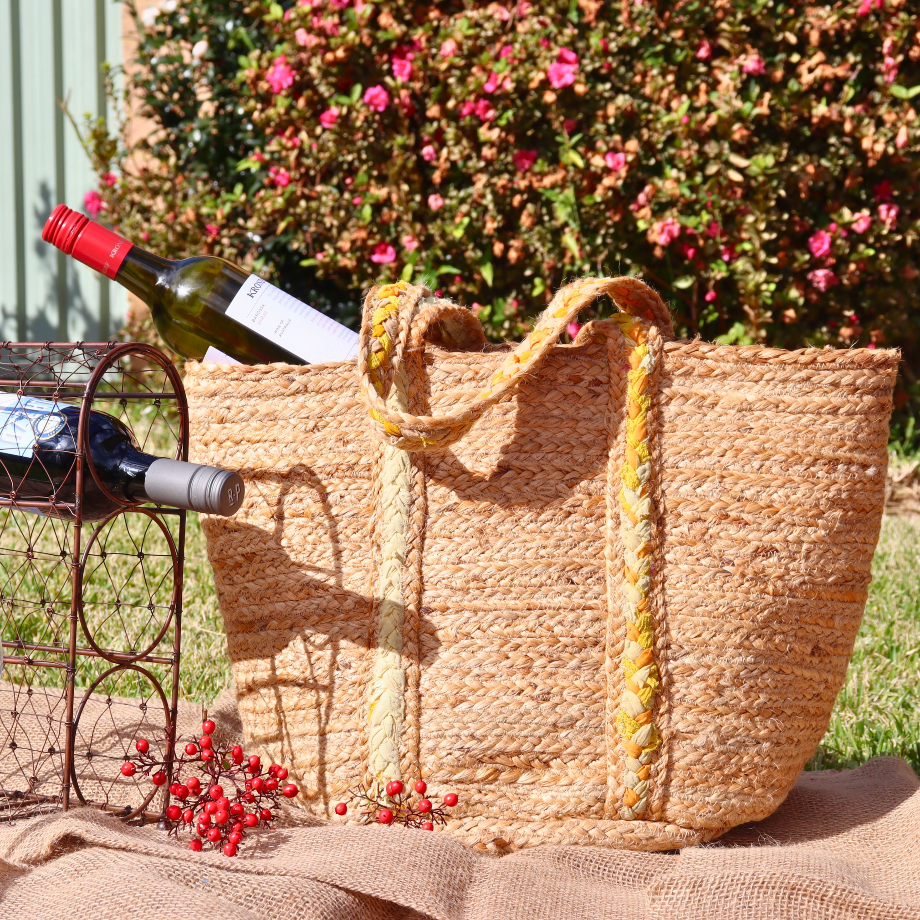 Yellow woven online bag