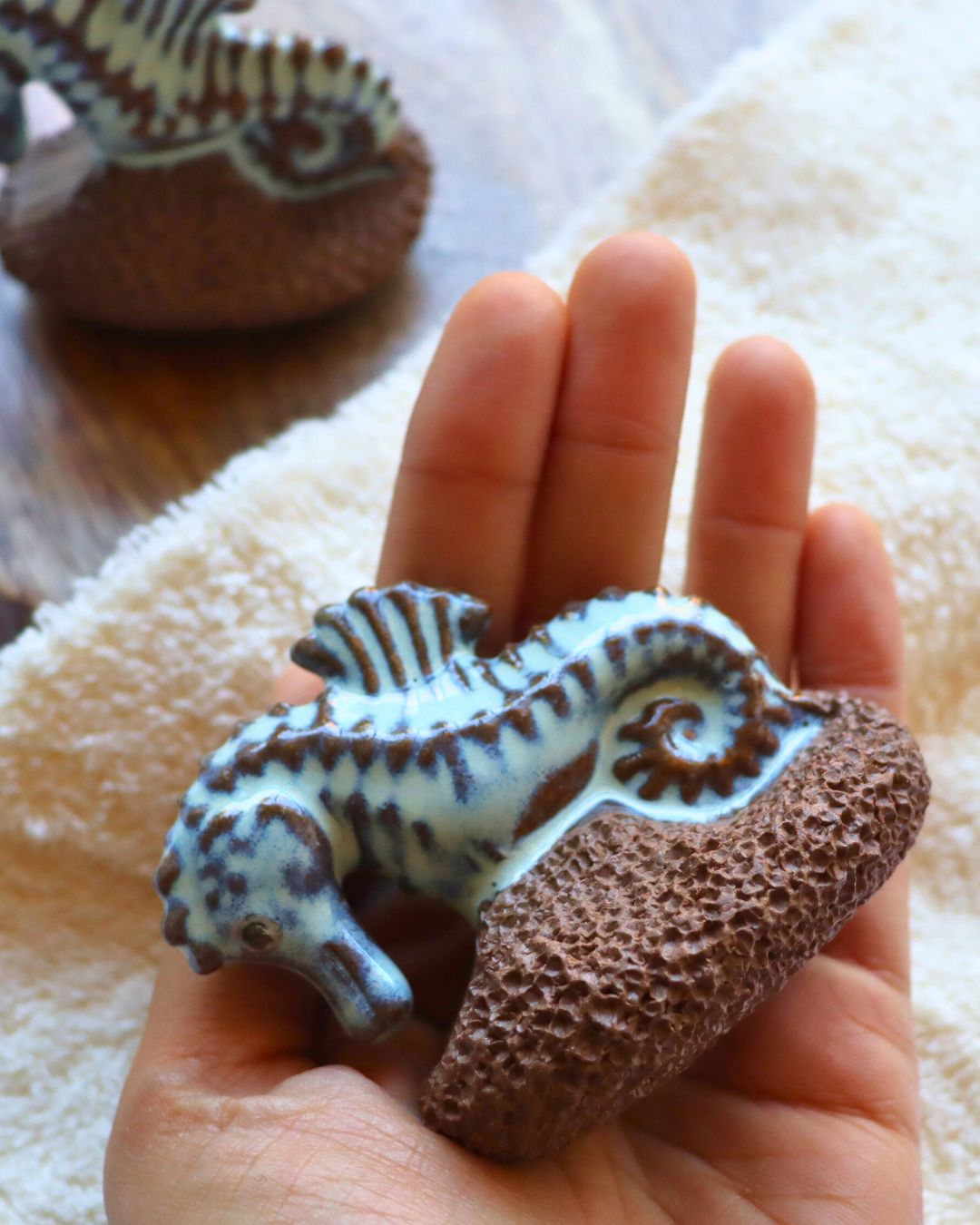 Sea Horse Ceramic Foot Scrubber - Pedicure Exfoliator Tool