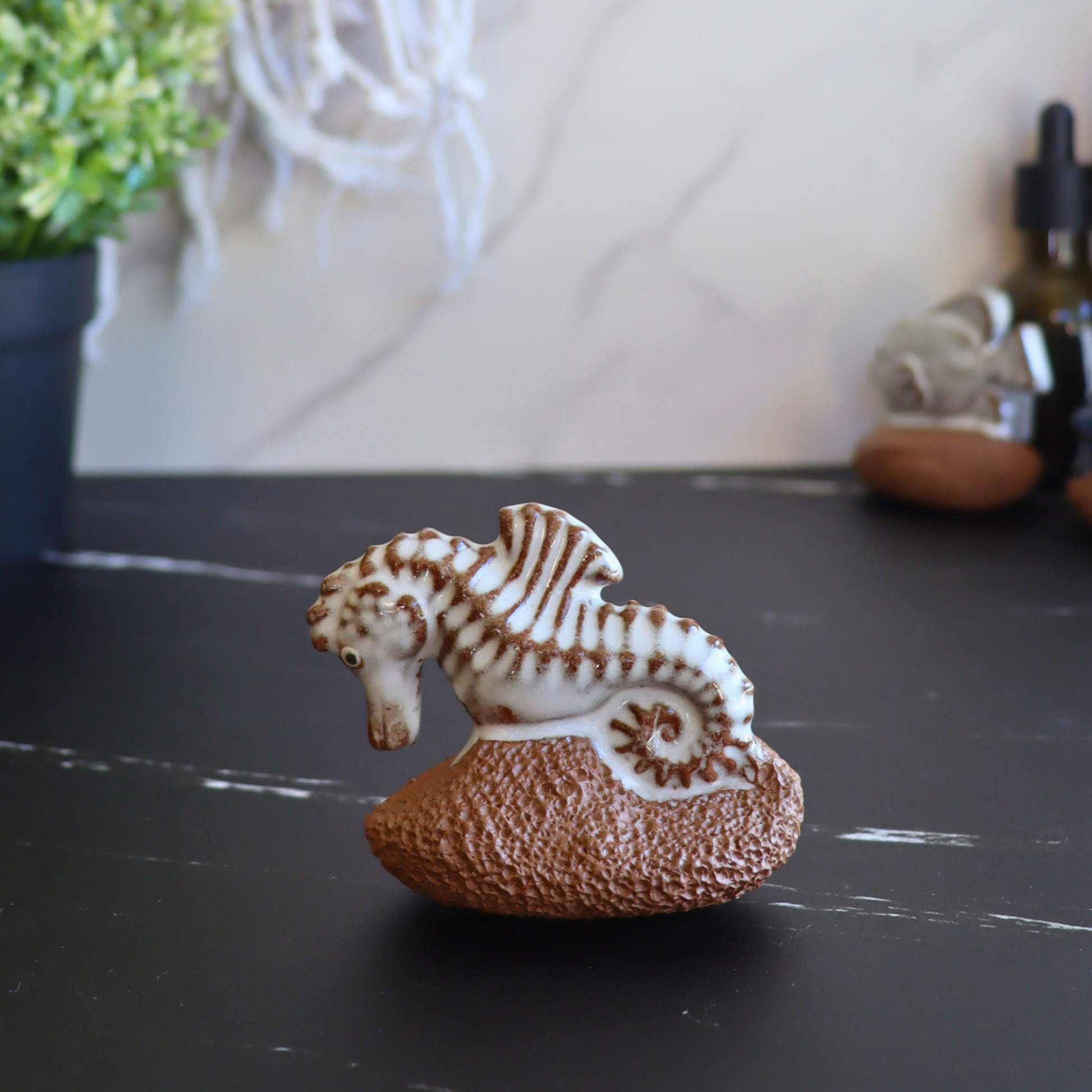 Seahorse Ceramic Foot Scrubber - Pedicure Exfoliator Tool - Aksa Home Decor 