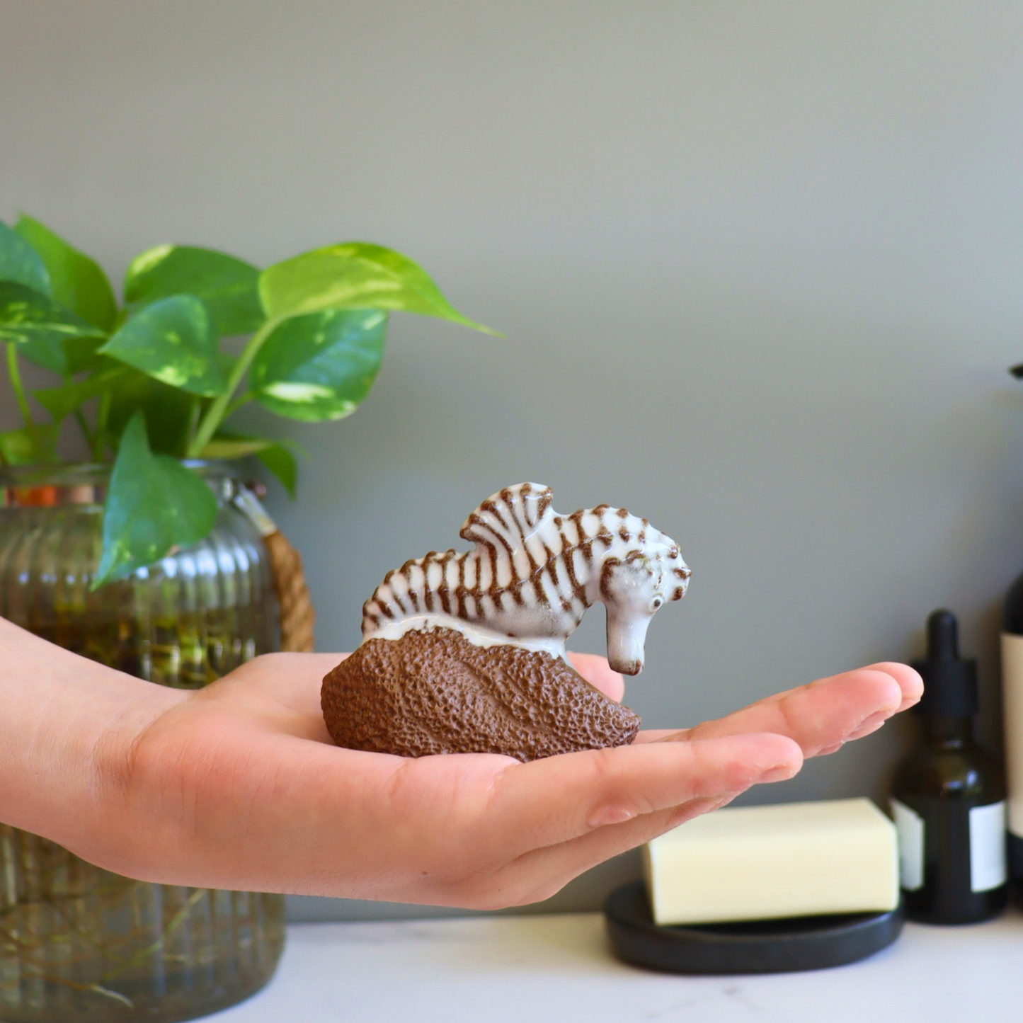 Seahorse Ceramic Foot Scrubber - Pedicure Exfoliator Tool - Aksa Home Decor 