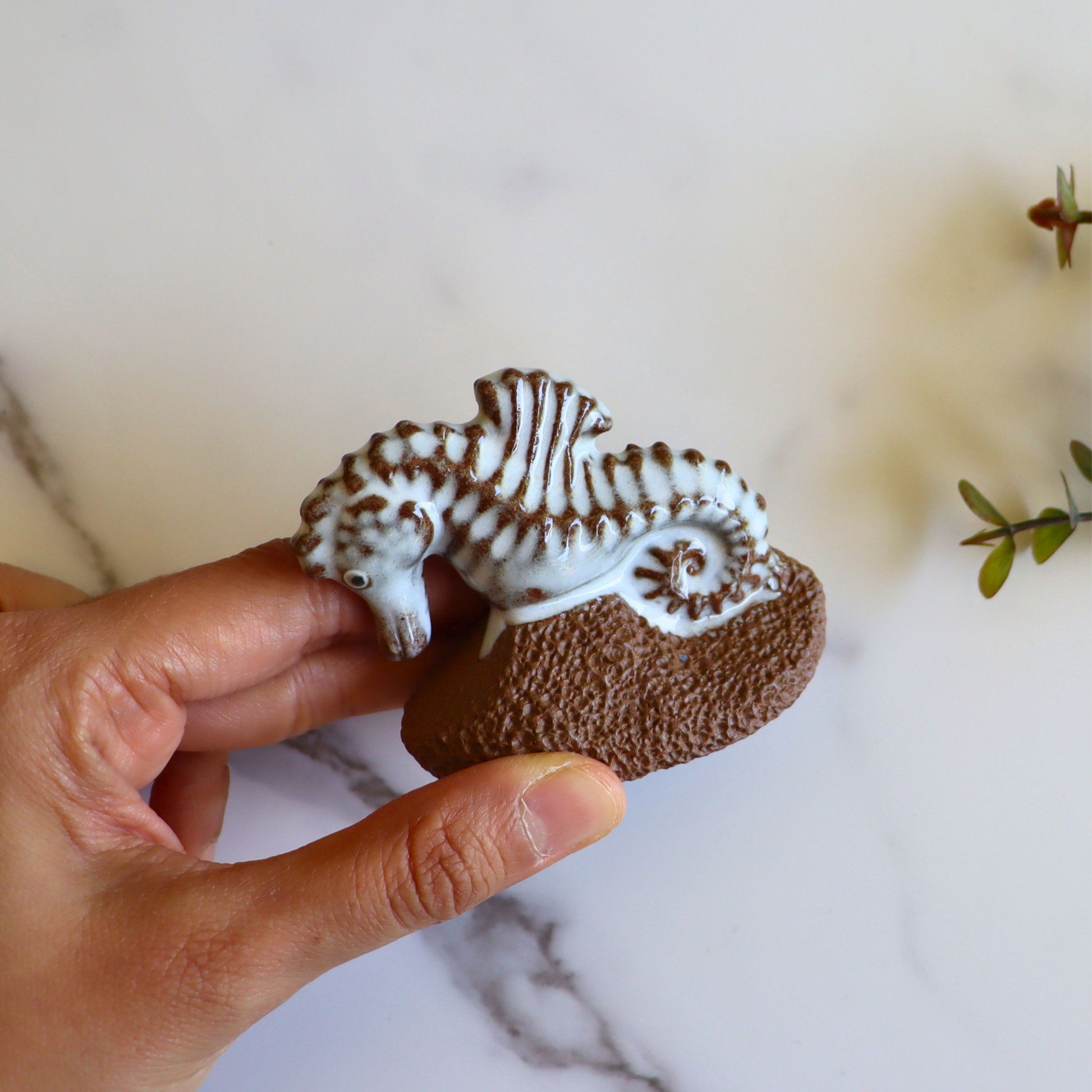 Seahorse Ceramic Foot Scrubber - Pedicure Exfoliator Tool - Aksa Home Decor 